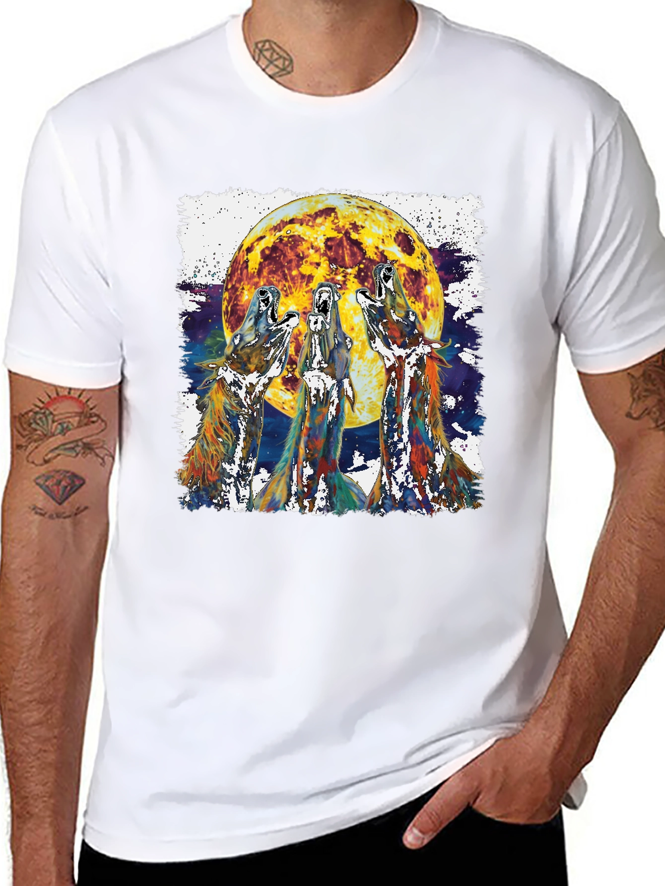 Black Wolf Moon Graphic Tee view 8