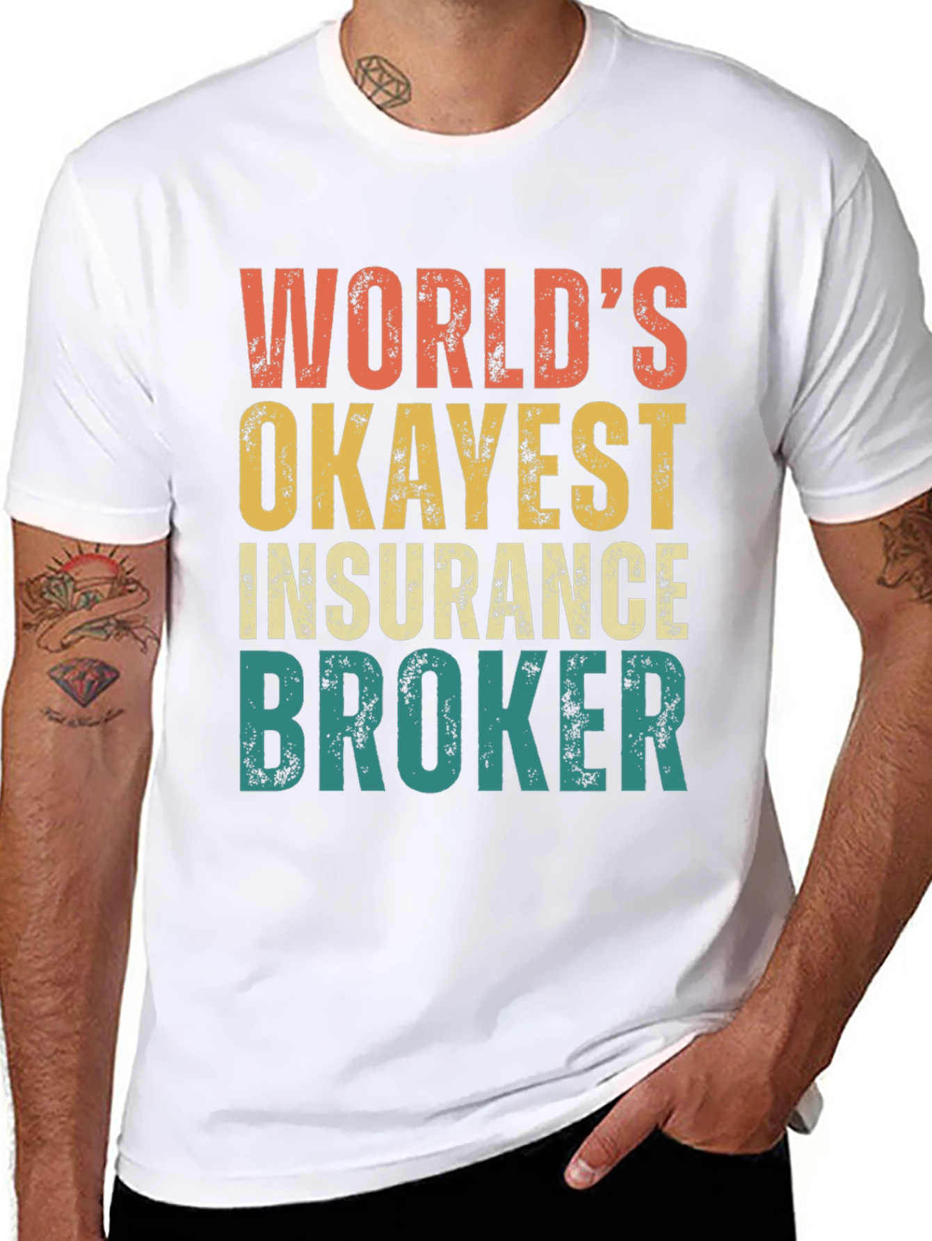 Black World's Okayest Insurance Broker Graphic Tee view 8