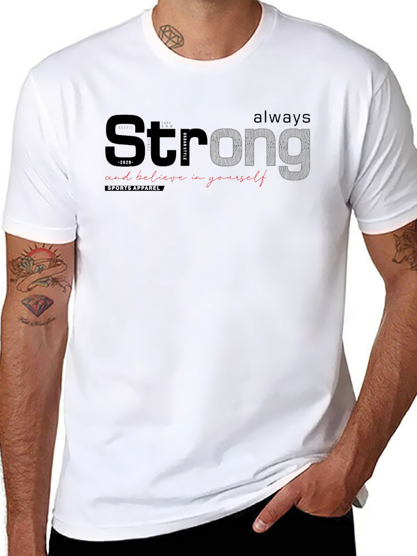 Black Strong Graphic Print Crew Neck T-Shirt view 8