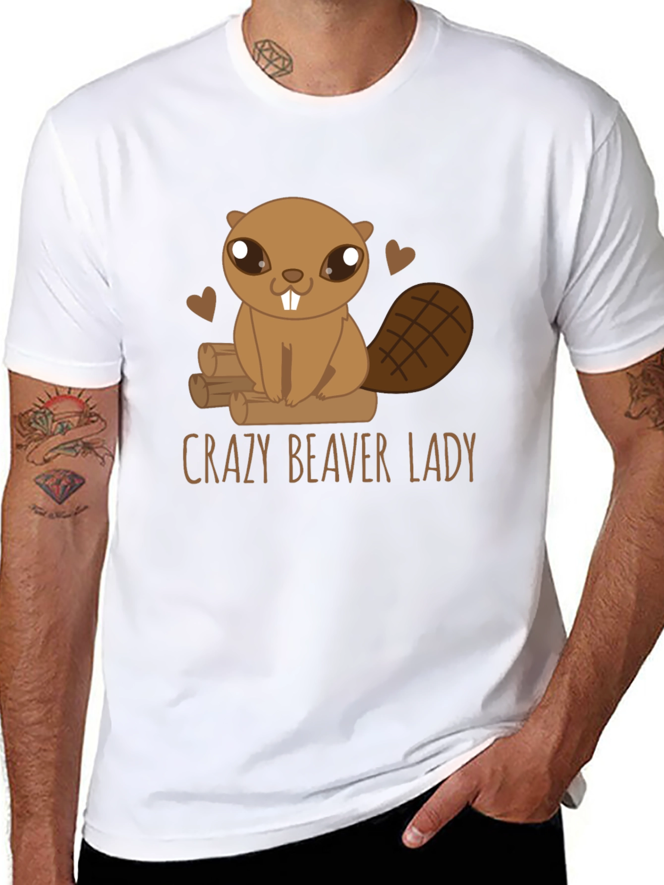 Black Crazy Beaver Lady Graphic Tee view 8
