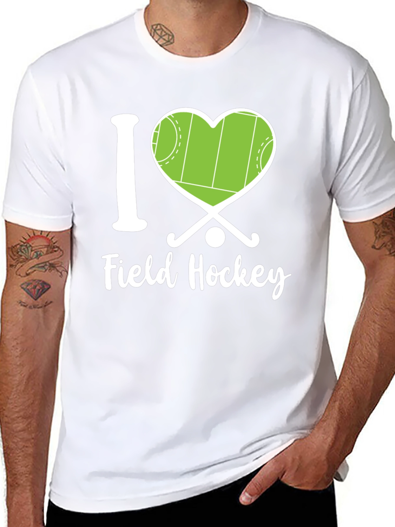 Black I Love Field Hockey Graphic Tee view 8