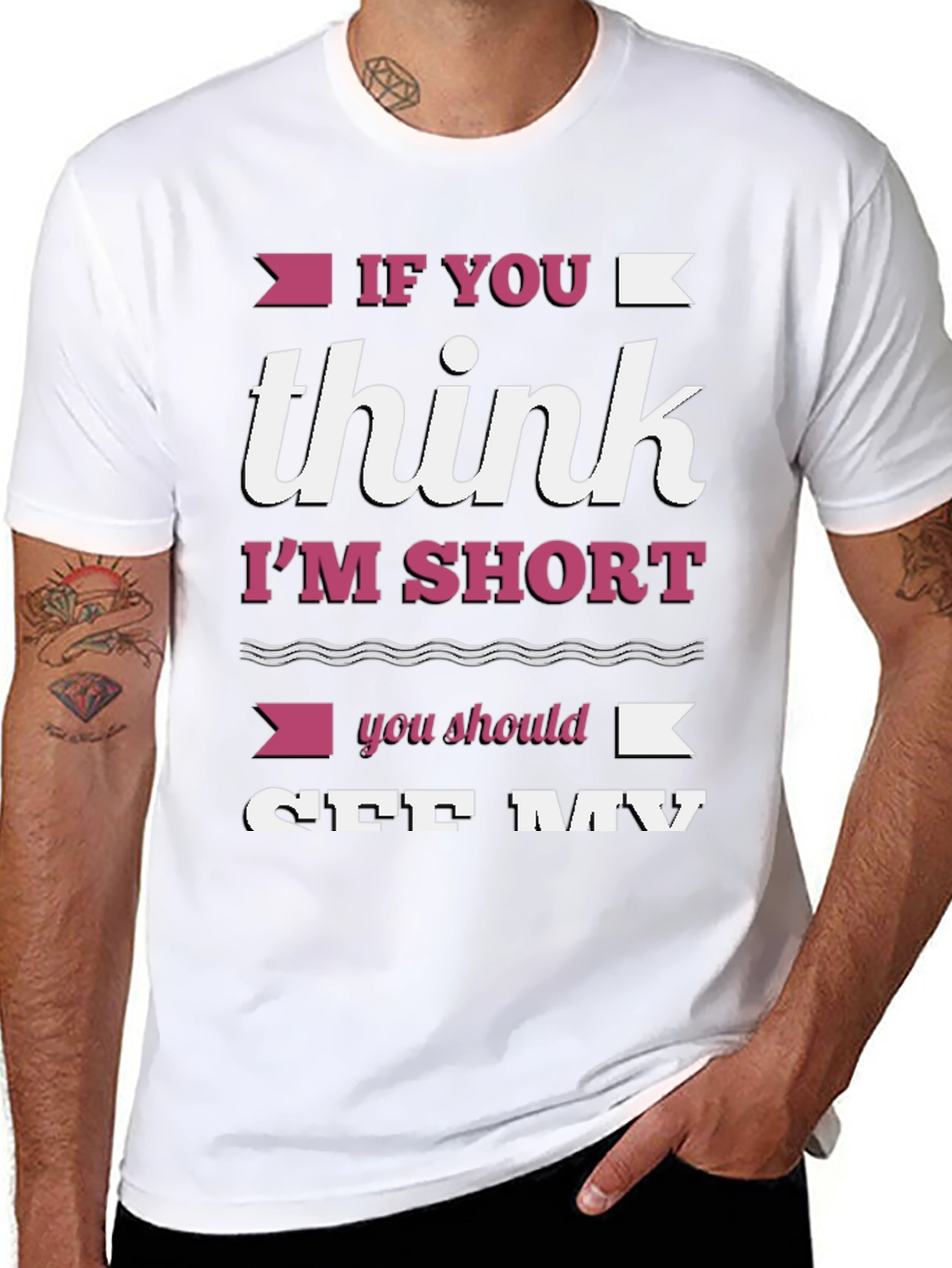 Black Funny Short Person Graphic T-Shirt view 8