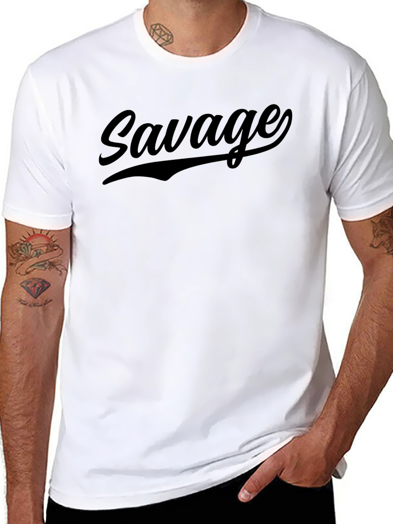 Black Savage Graphic T-Shirt - Men's Crew Neck Tee view 8