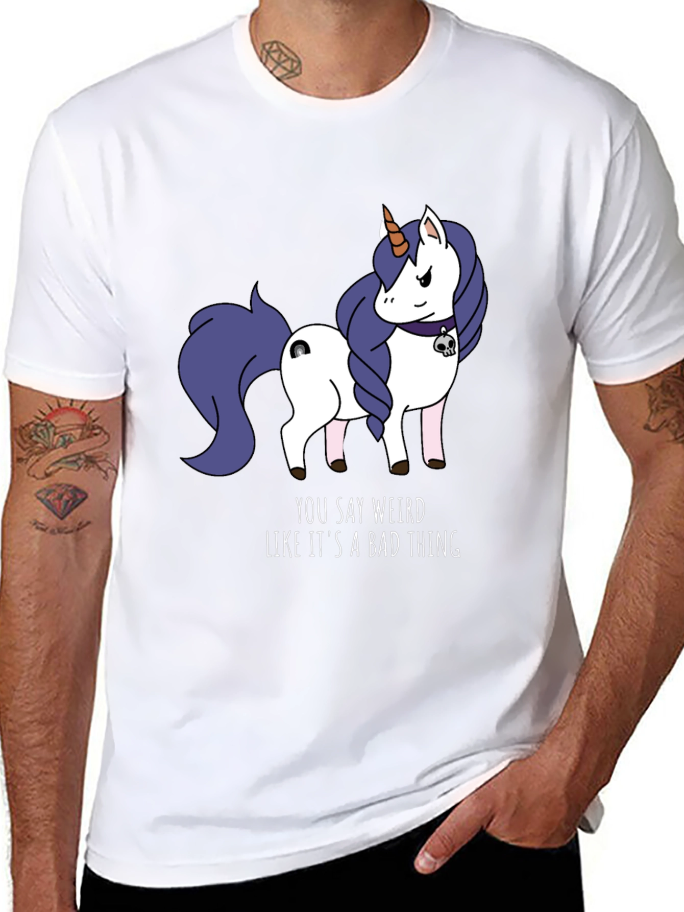 Black Weird Unicorn T-Shirt - Funny Graphic Tee for Men view 8