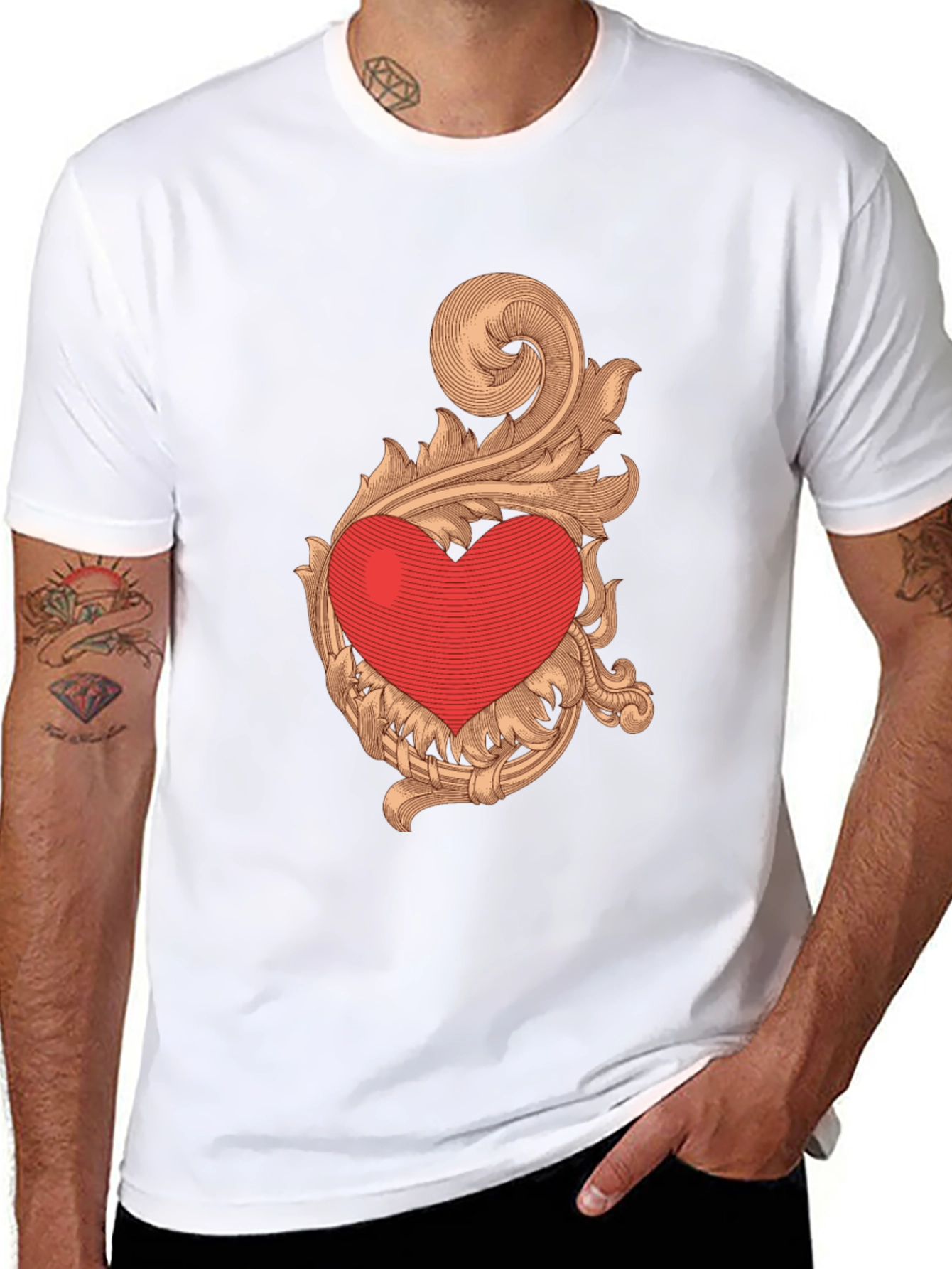 Heart Scrollwork Black Graphic Tee - 8