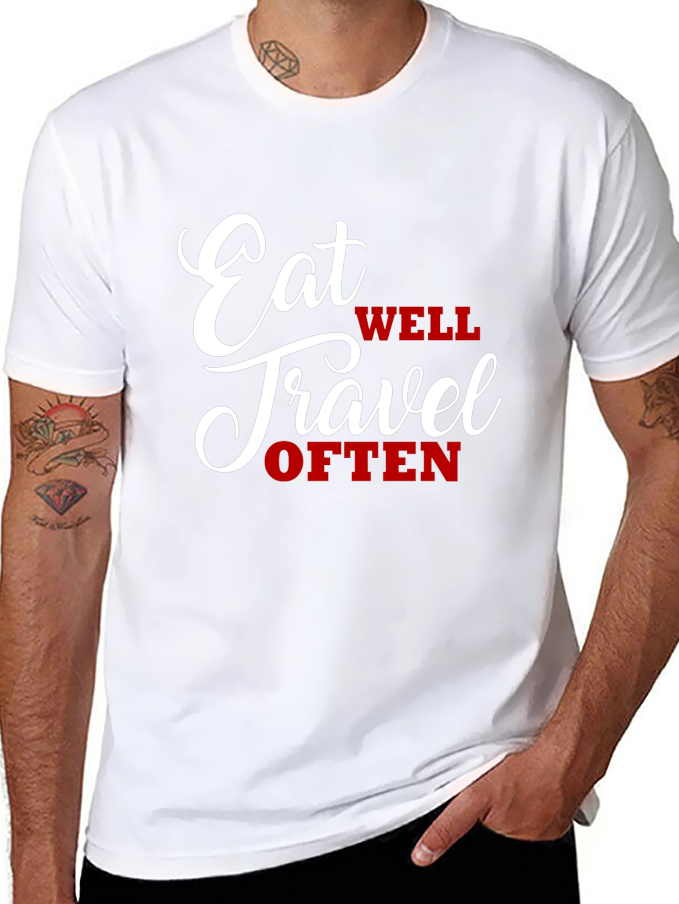 Black Eat Well Travel Often Graphic Tee view 8