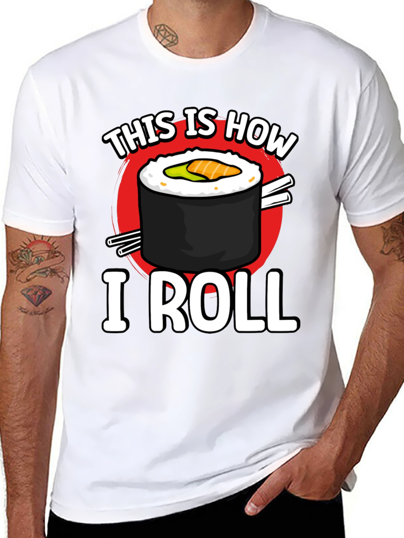 Black This is How I Roll Sushi Graphic T-Shirt view 8