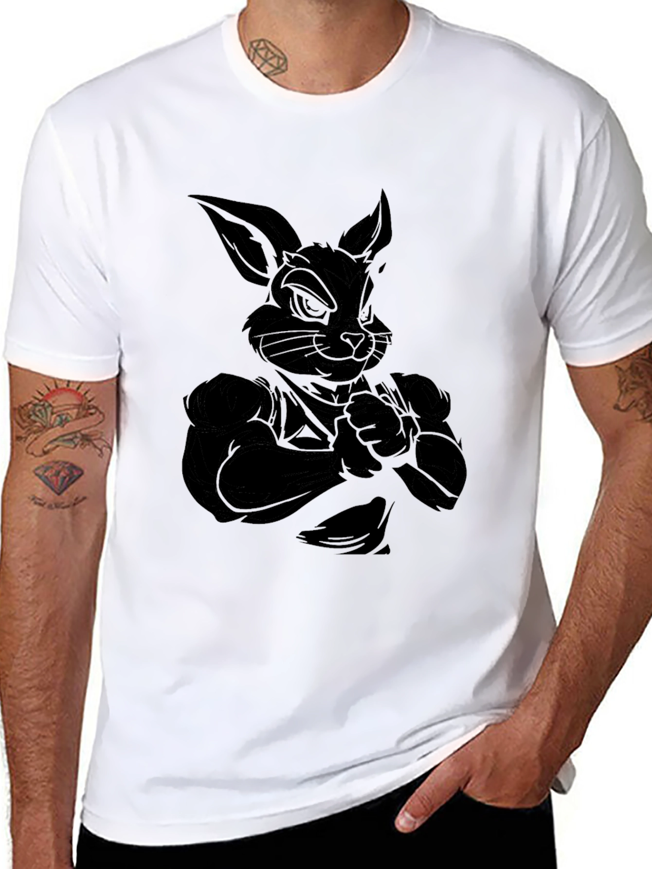 Black Black Rabbit Graphic Tee - Men's Crew Neck T-Shirt view 8