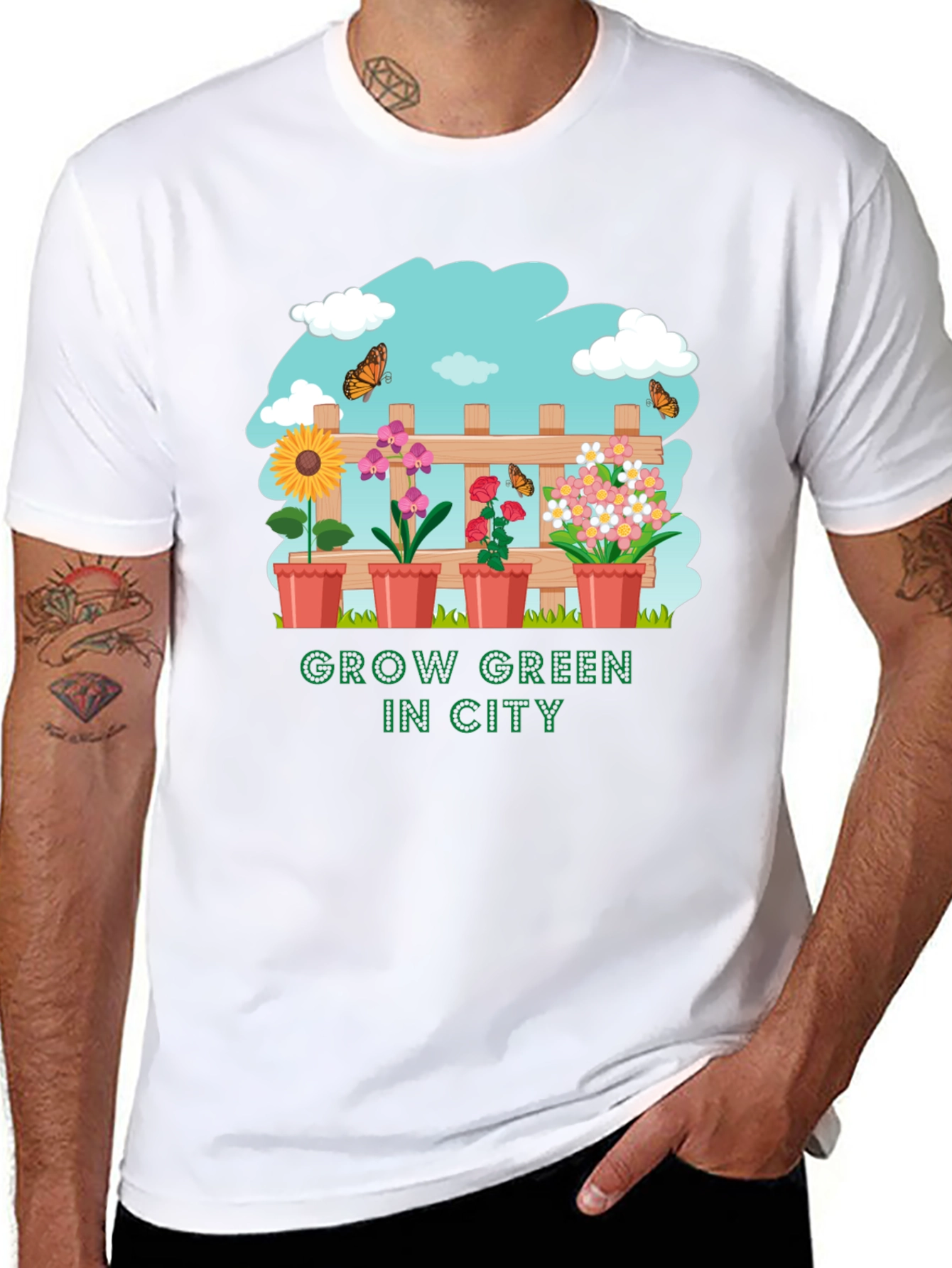 Black Grow Green in City Graphic T-Shirt view 8