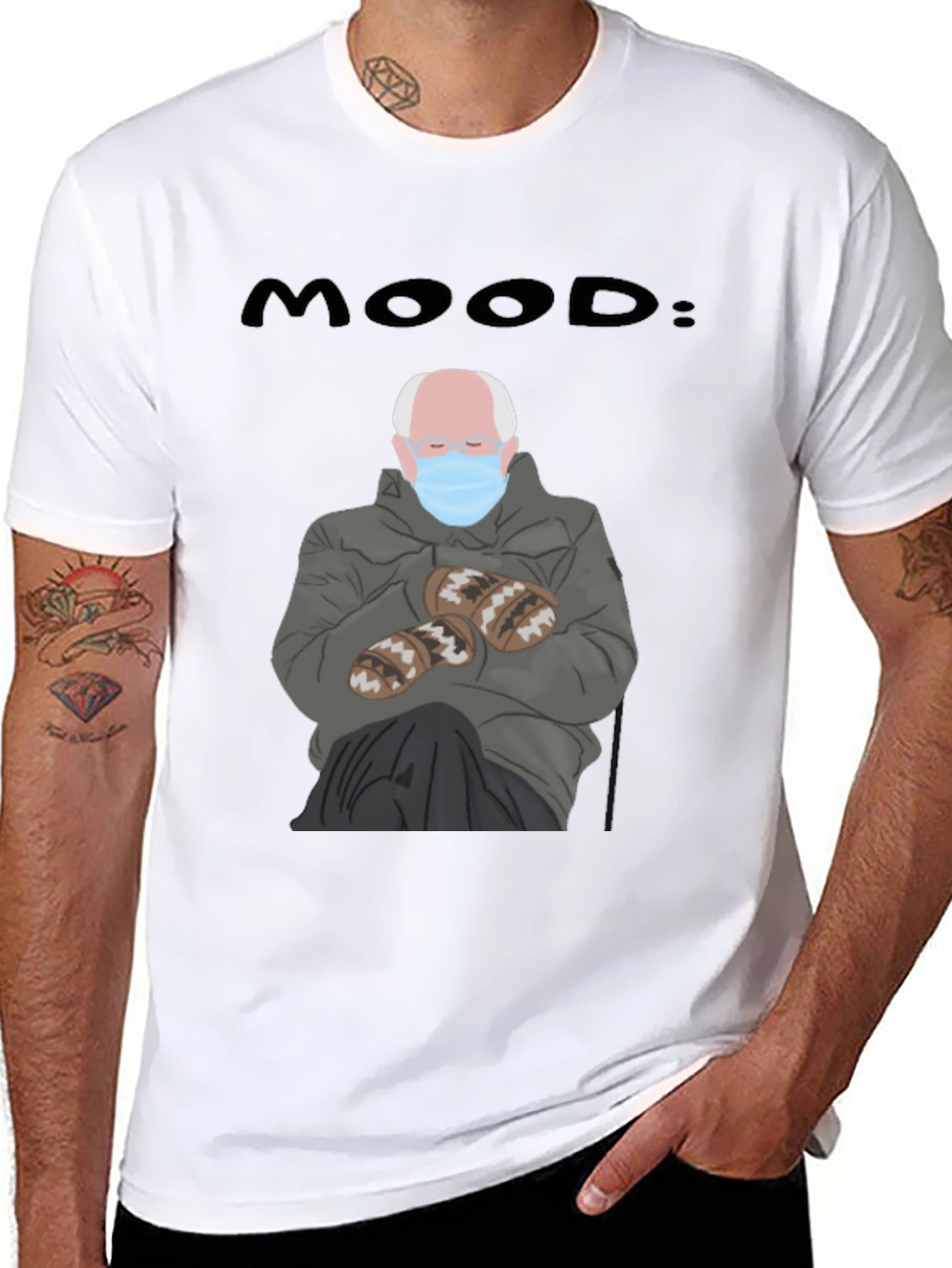 Black Mood: Bernie Meme Graphic T-Shirt view 8