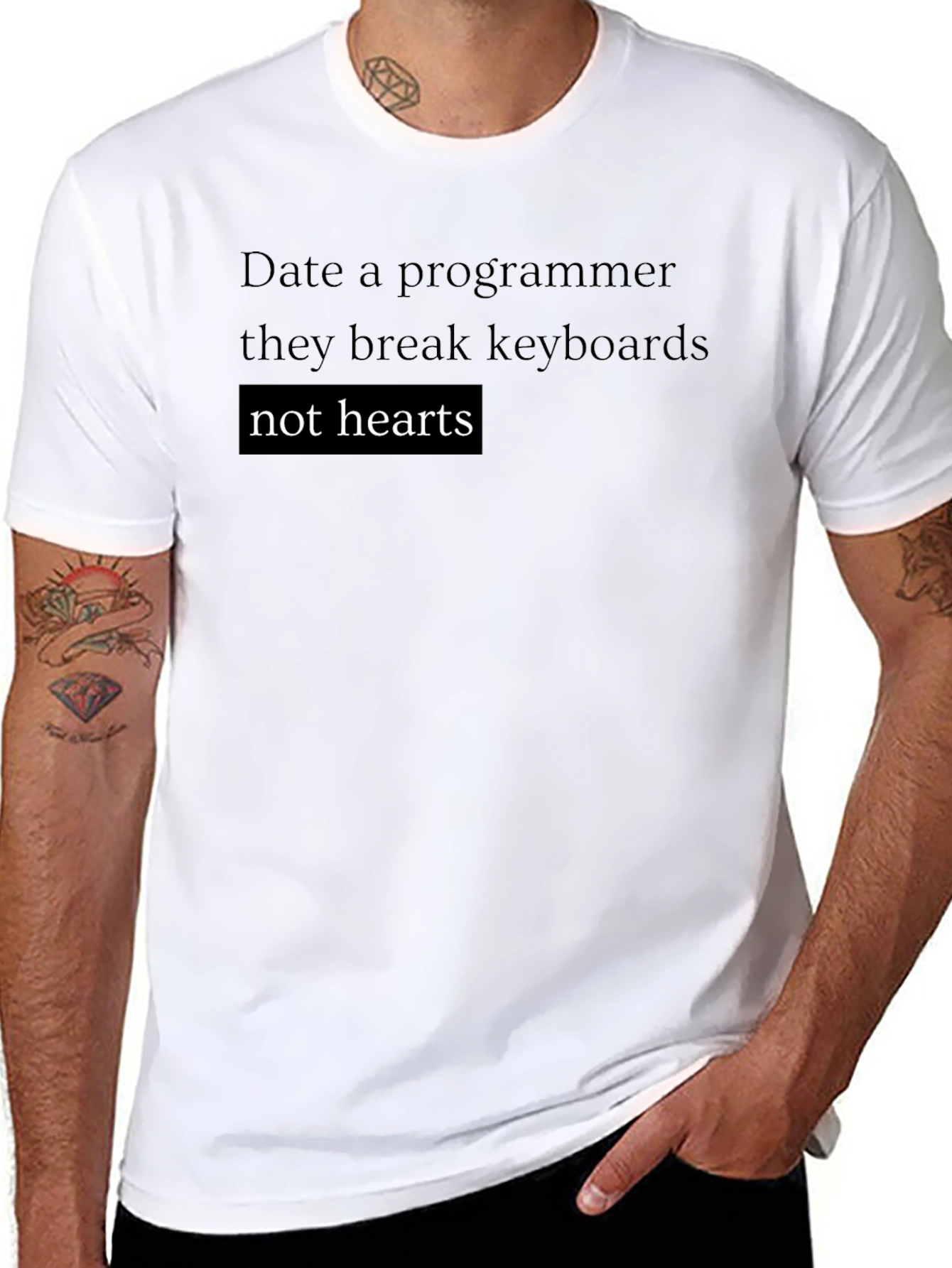 Black Date a Programmer Funny T-Shirt - Black view 8