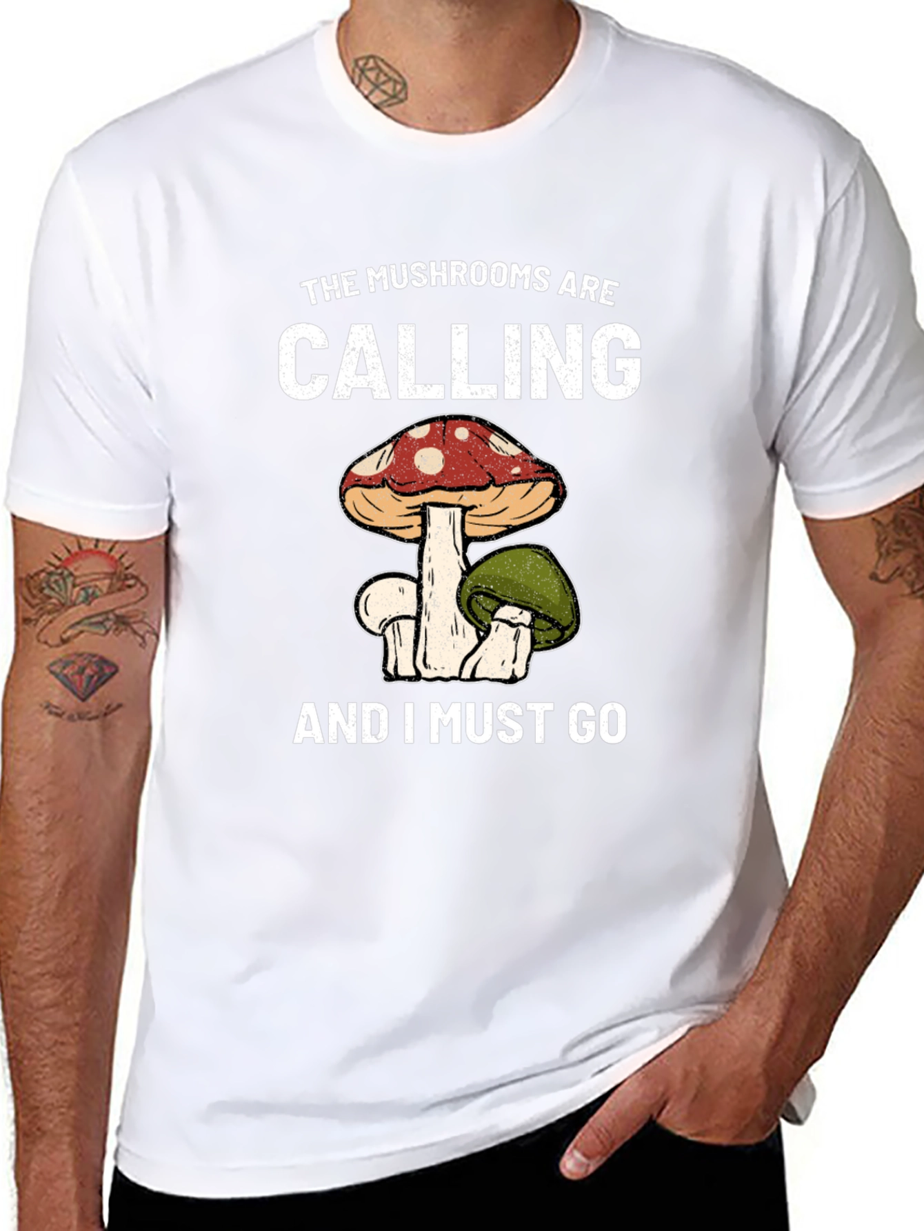 Black Mushroom Calling T-Shirt view 8