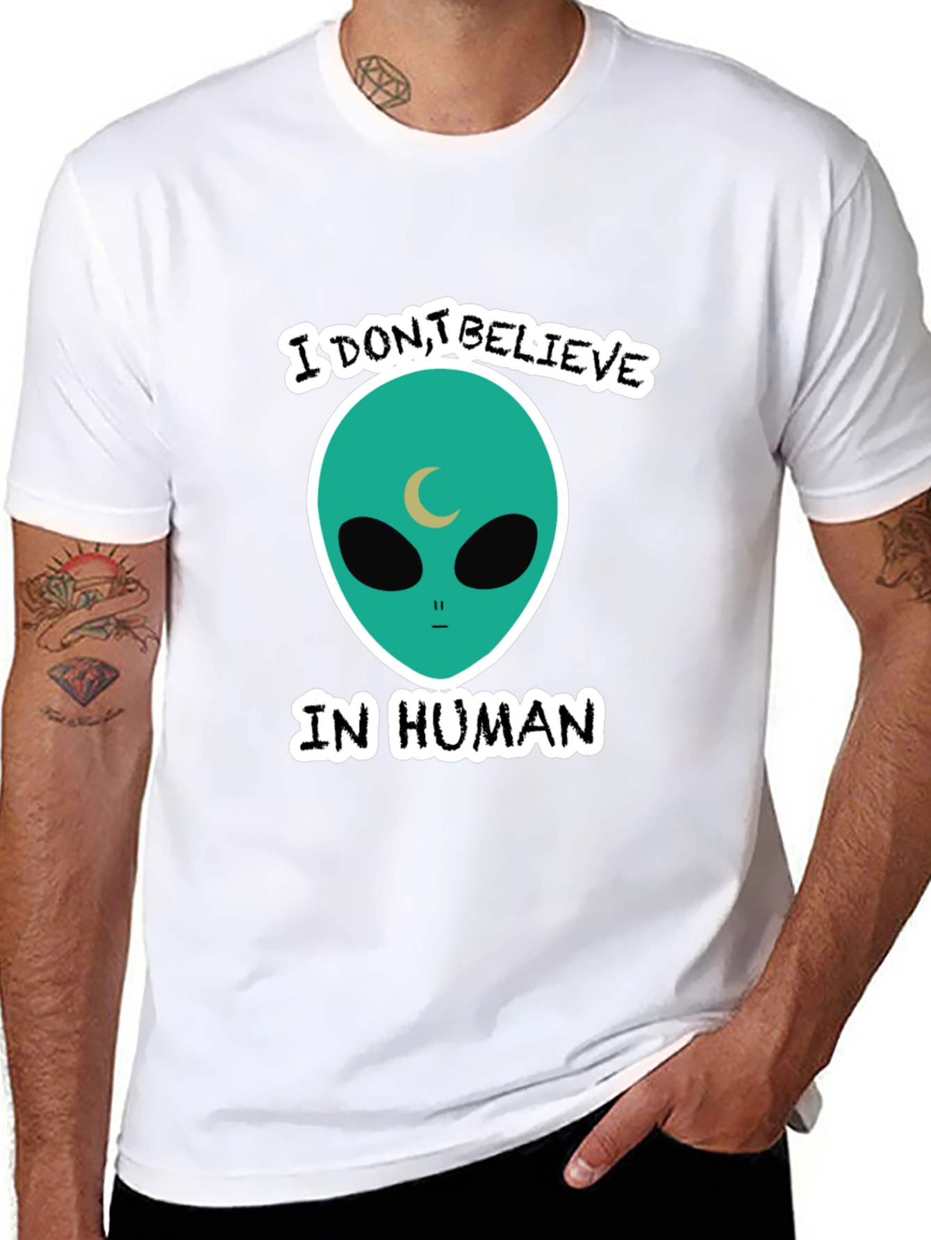 Black I Don't Believe in Humans Graphic Tee view 8