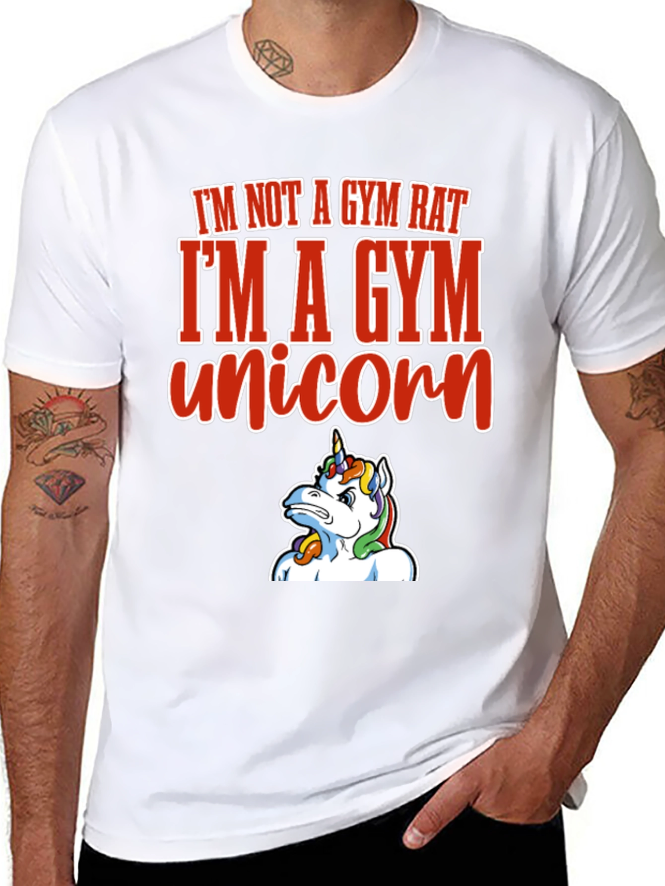 Black Gym Unicorn Graphic Tee - Funny Workout Shirt view 8