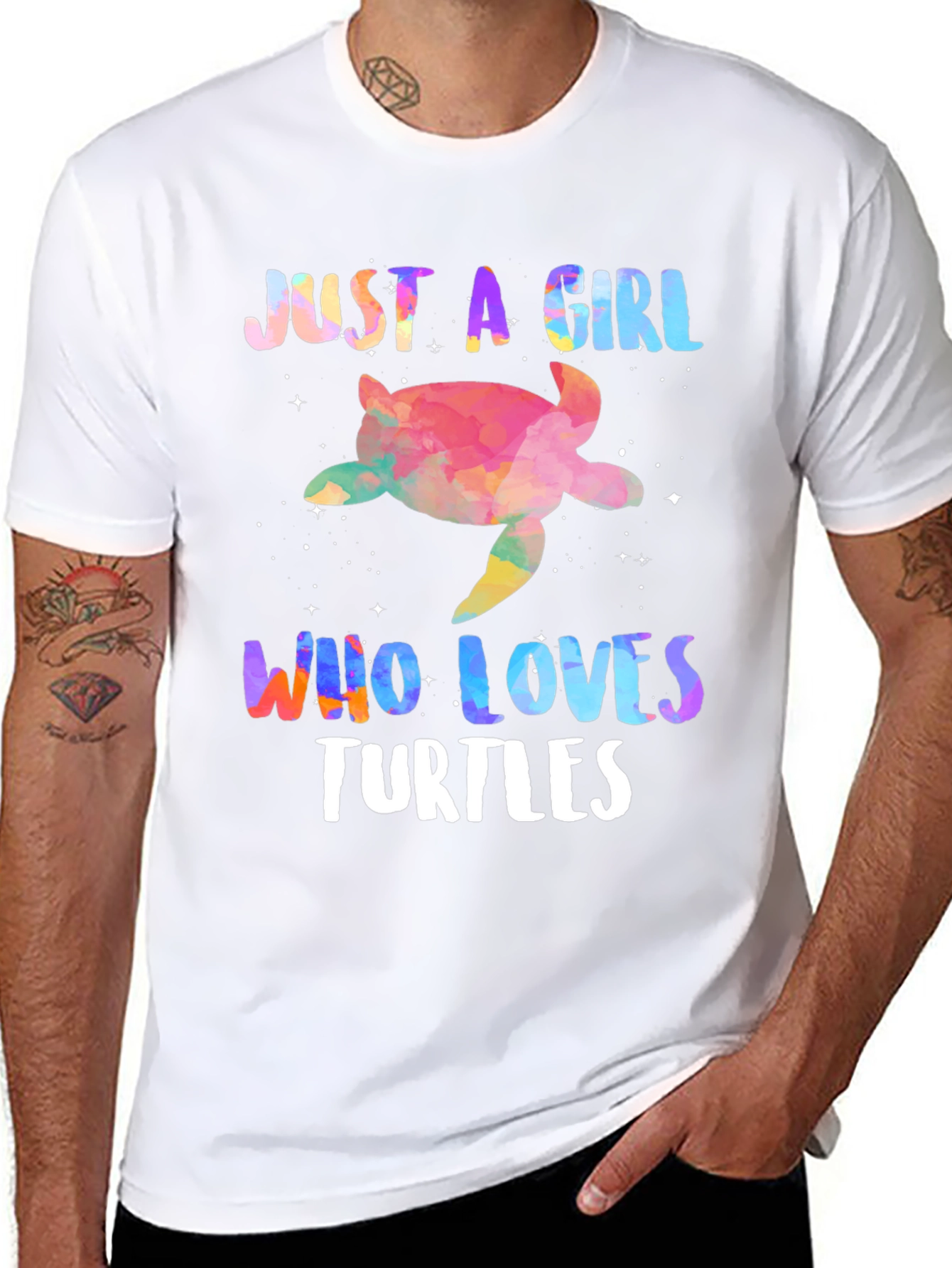 Black Just A Girl Who Loves Turtles T-Shirt view 8