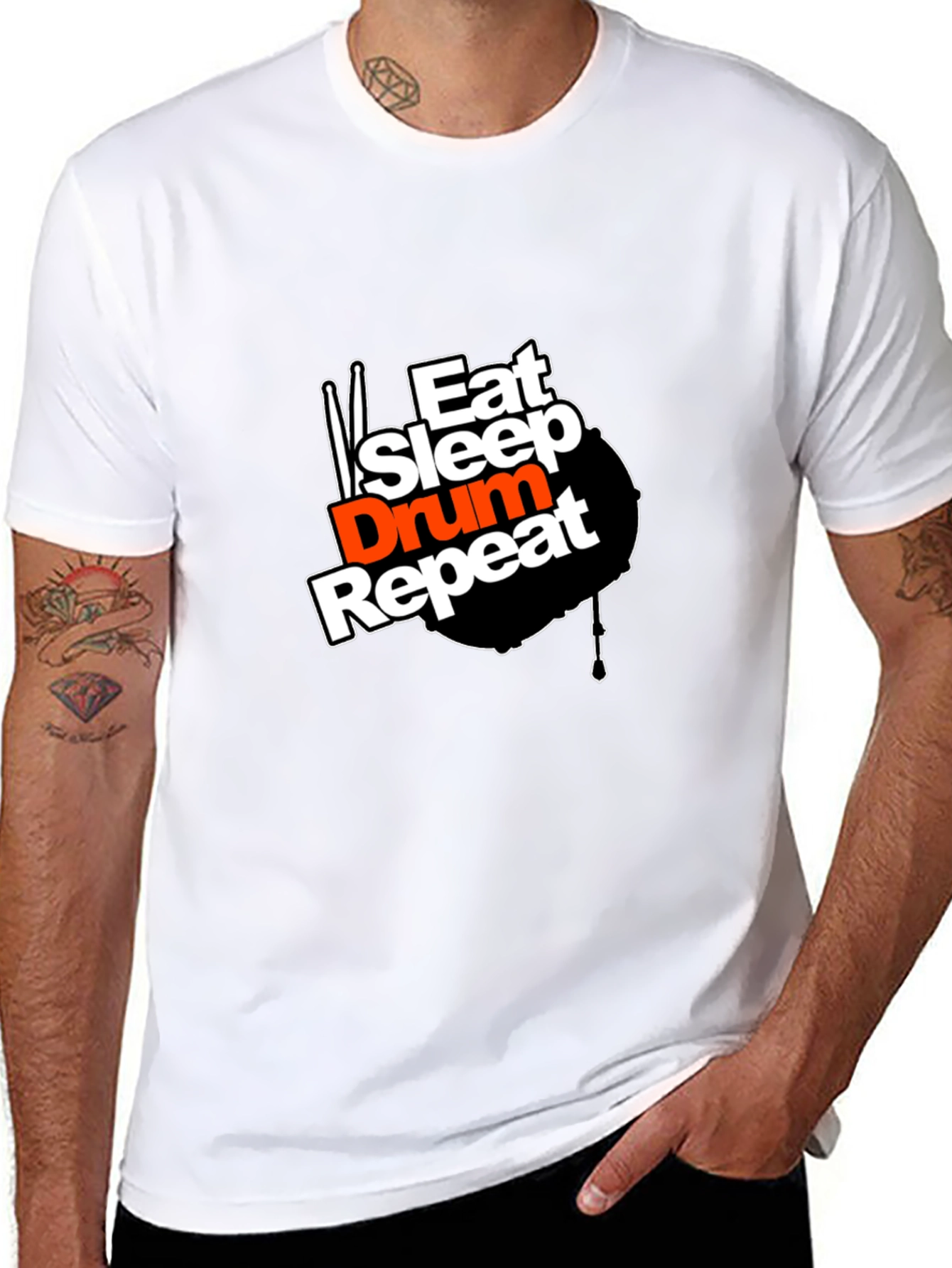 Black Eat Sleep Drum Repeat Graphic T-Shirt view 8