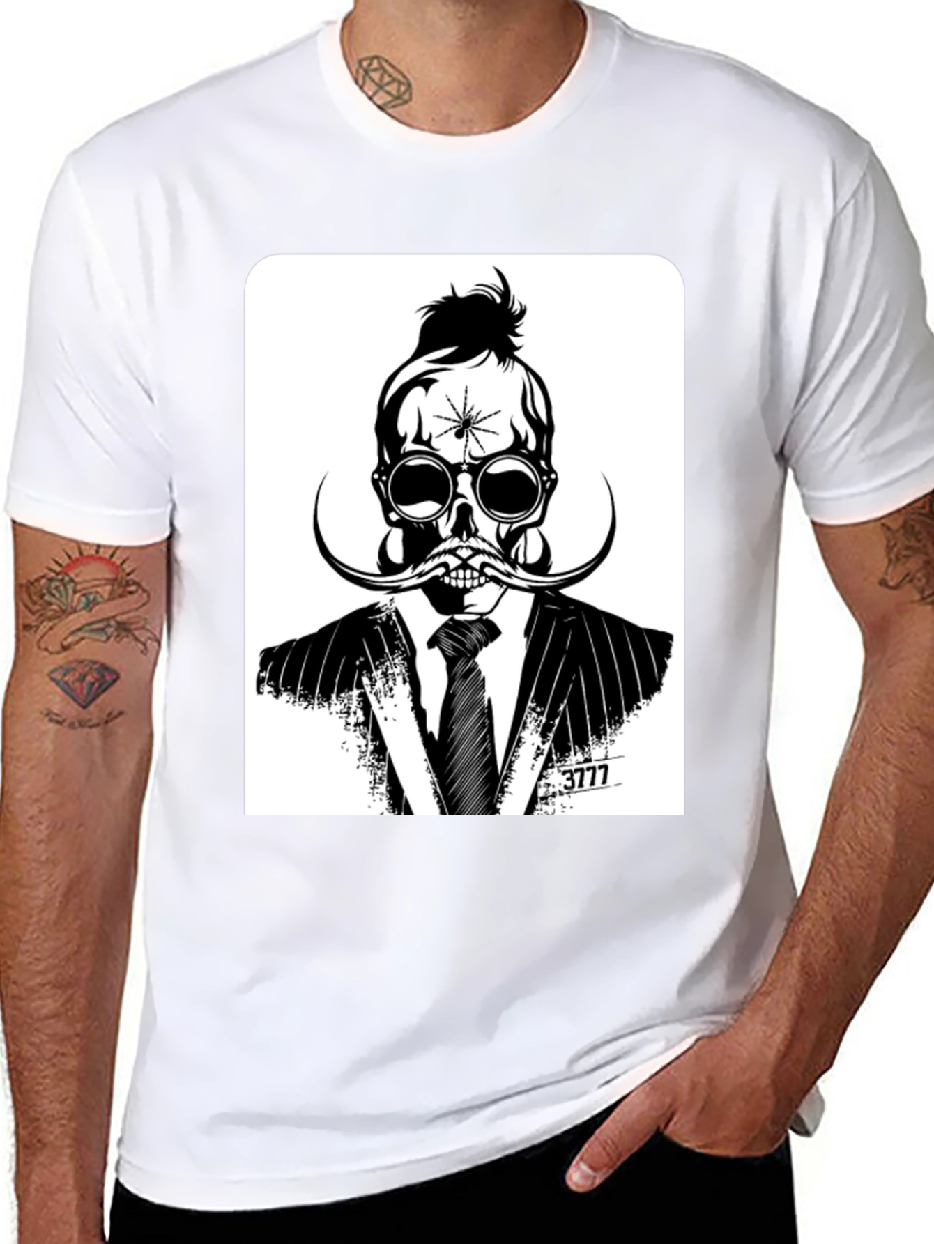 Black Skull in Suit Graphic Tee - Unique Stylish Design view 8