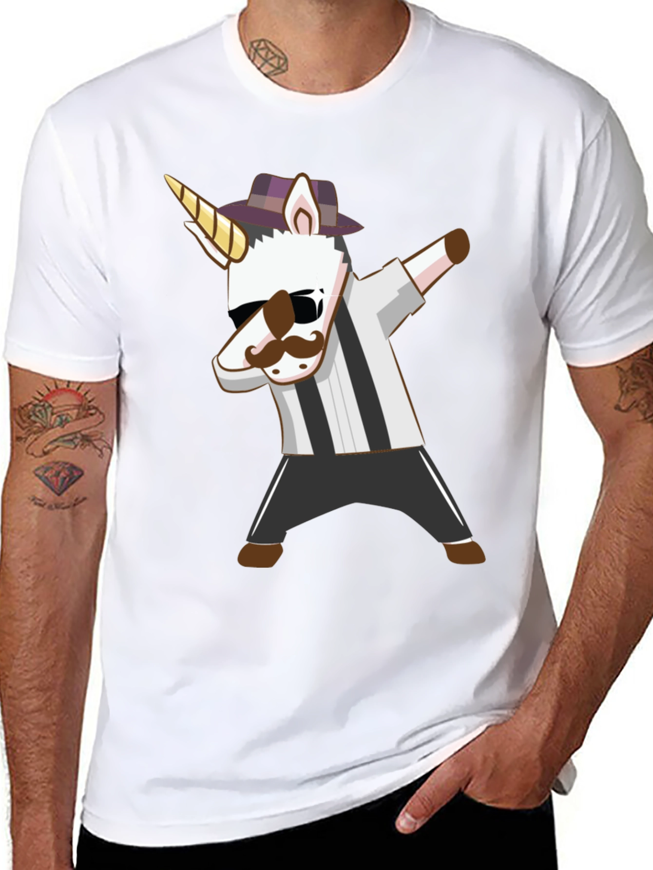 Black Dabbing Unicorn T-Shirt: Unique Cartoon Design view 8