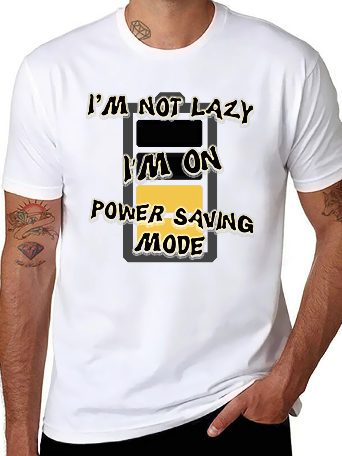 Black Funny I'm On Power Saving Mode Black T-Shirt view 8
