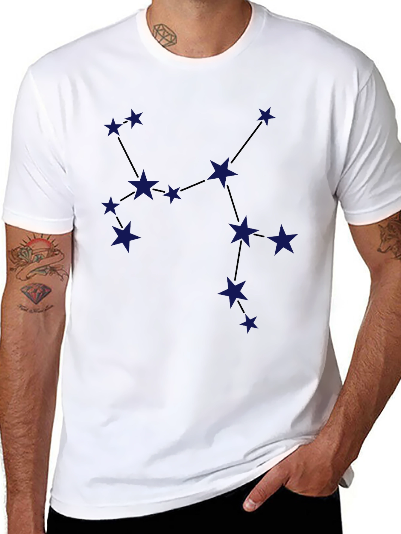 Black Constellation Graphic Tee - Stylish Star Design view 8