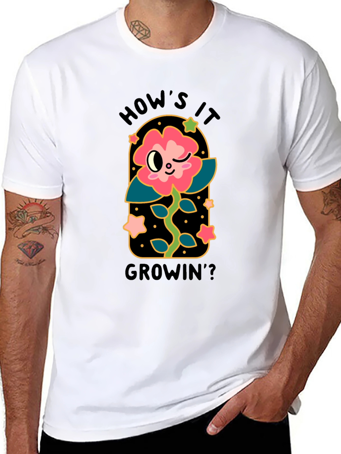 Black How's it Growin'? Graphic T-Shirt view 8