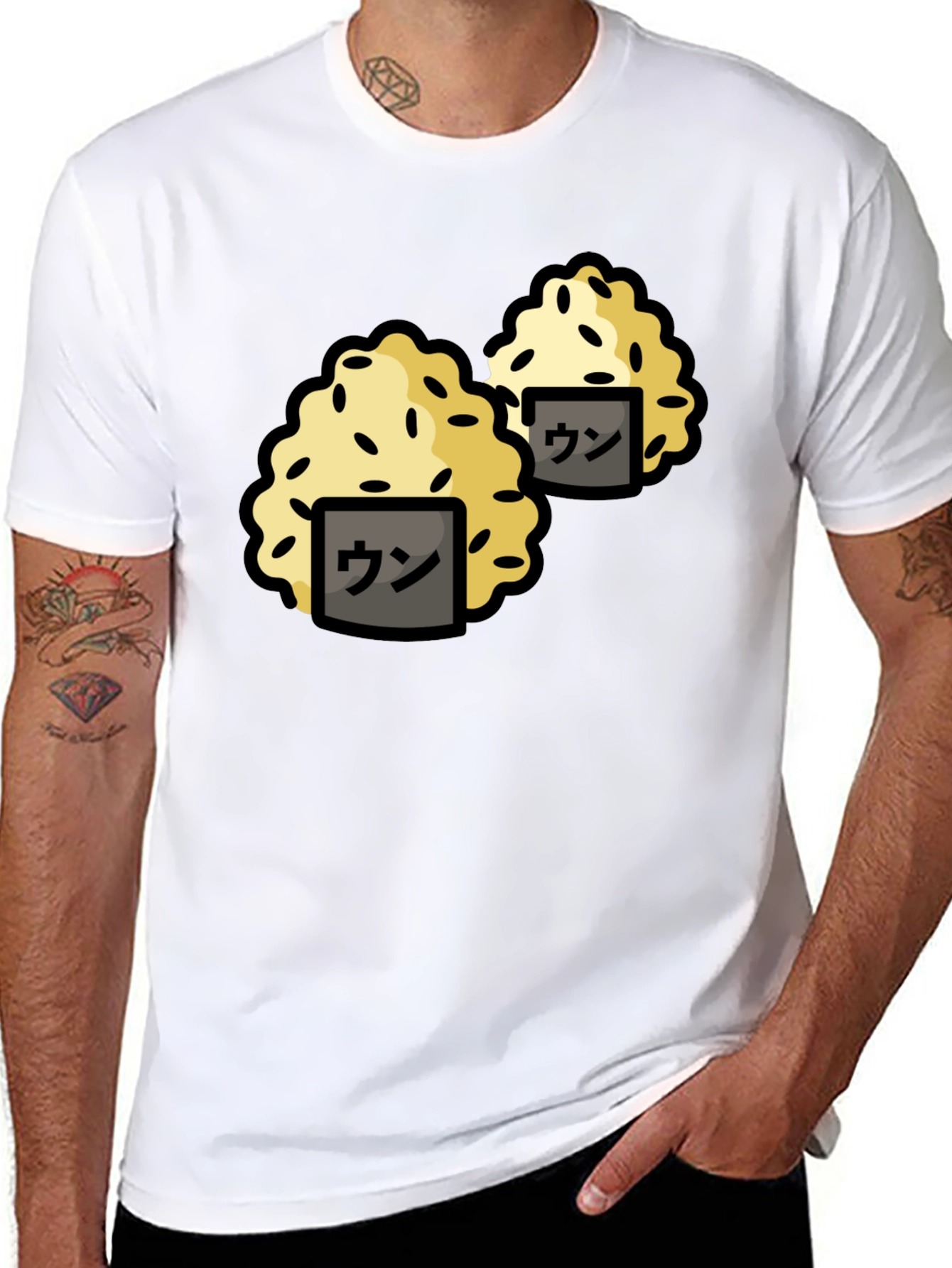 Black Funny Sushi Rice Ball Graphic Black T-Shirt view 8