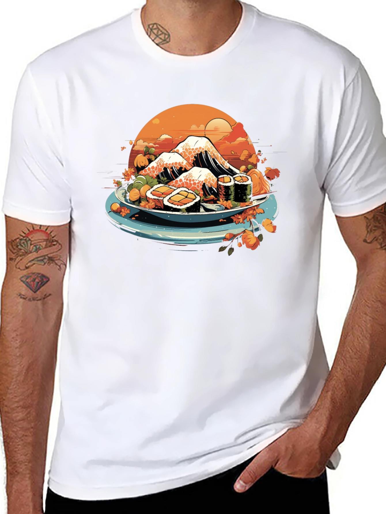 Black Sushi Mountain T-Shirt - Unique Graphic Tee view 8