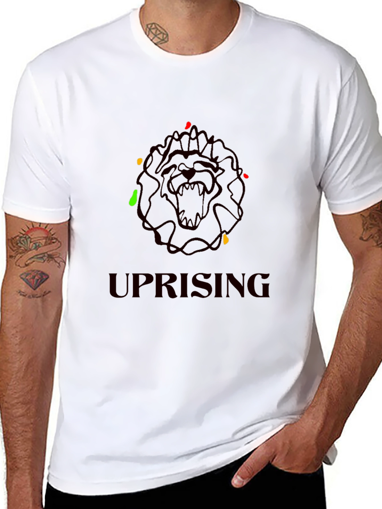 Black Uprising Lion Graphic Tee - Black view 8