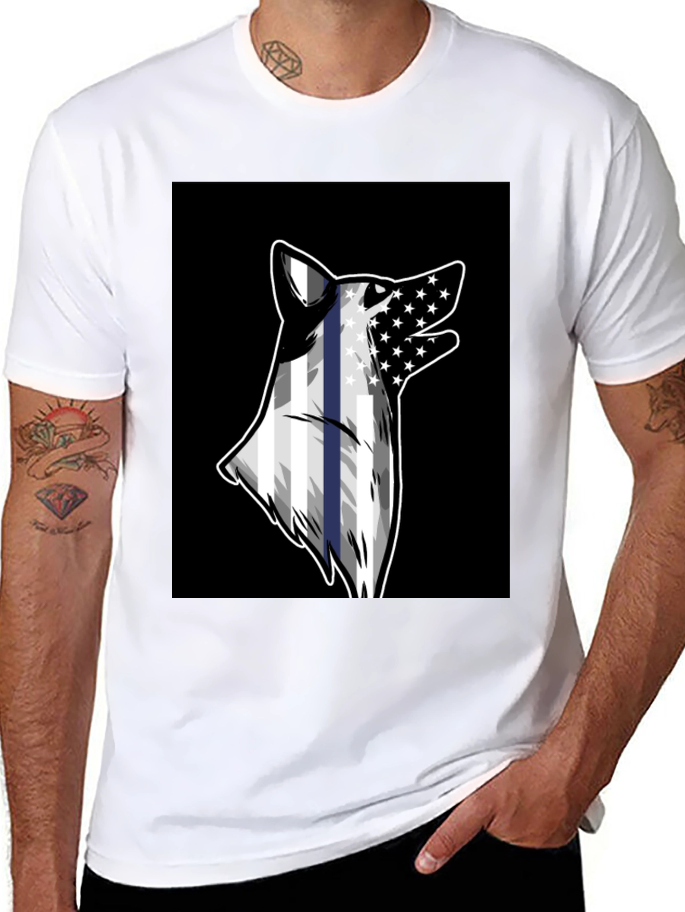 Black Wolf Flag T-Shirt view 8
