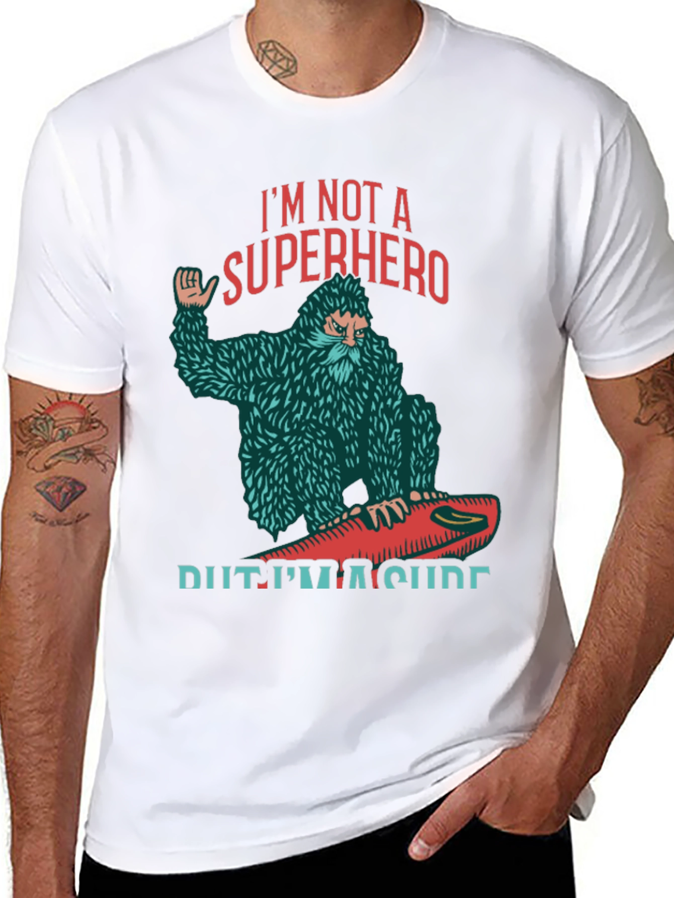 Black I'm Not A Superhero Surfing T-Shirt view 8