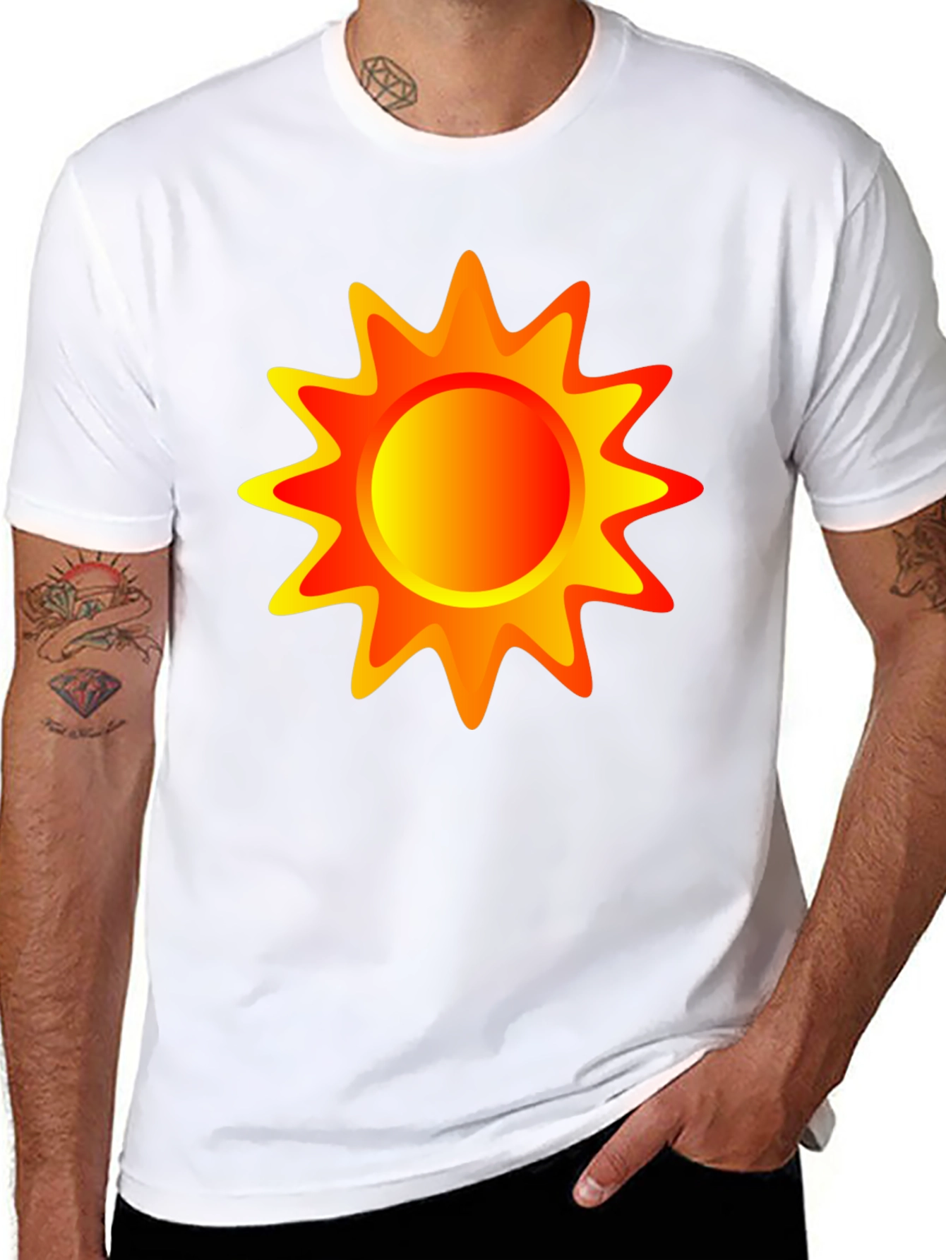 Black Vibrant Sun Graphic Black T-Shirt view 8