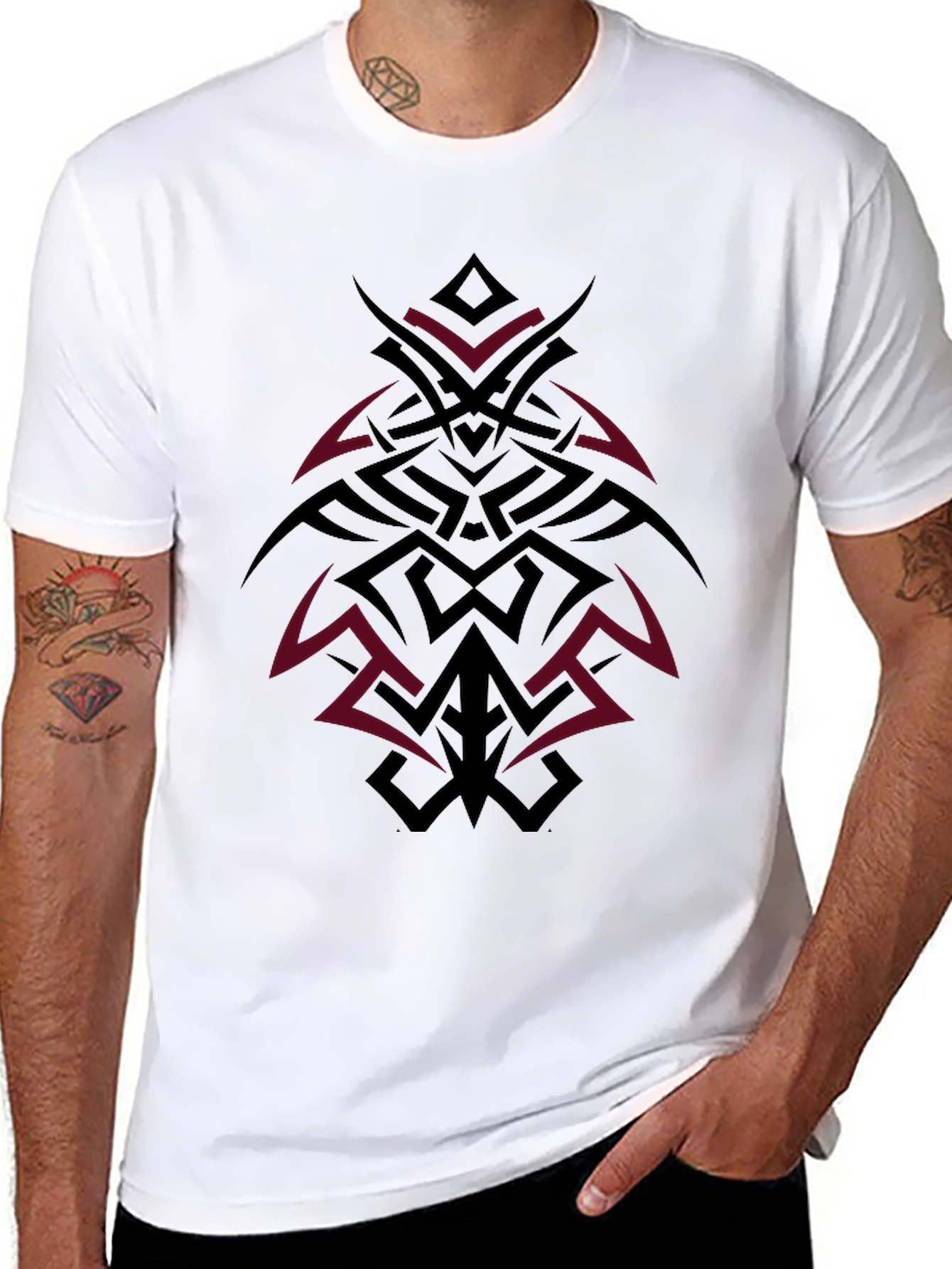 Black Tribal Tattoo Graphic Black T-Shirt view 8