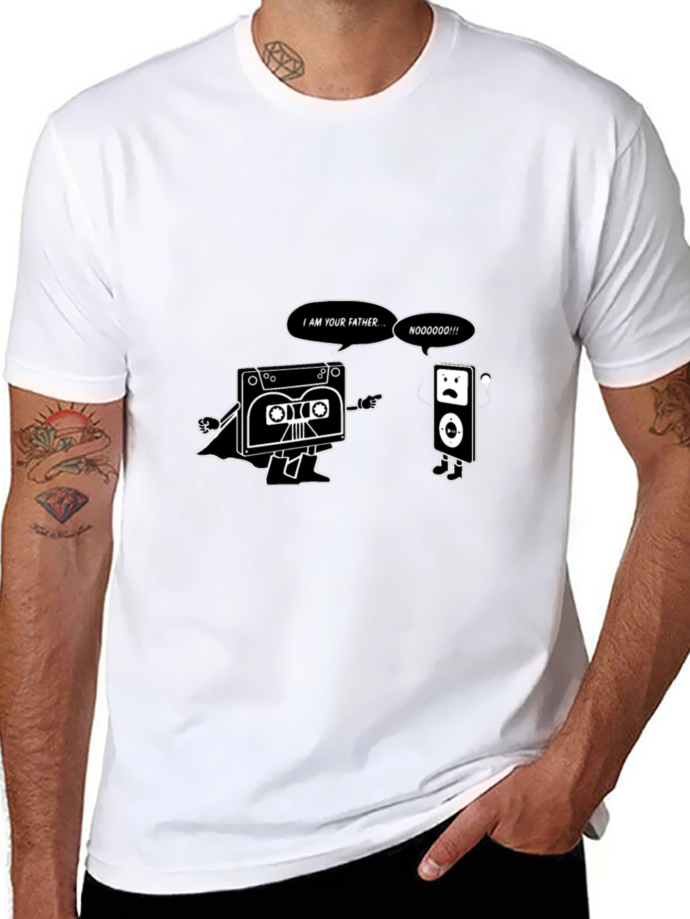 Black Cassette Tape vs. iPod "I Am Your Father" T-Shirt view 8