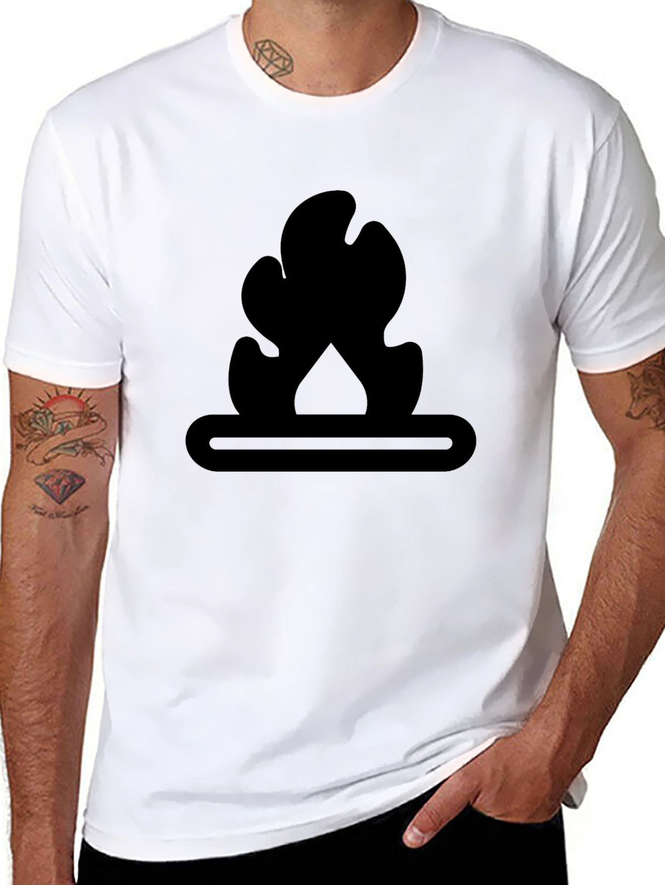Black Campfire Graphic T-Shirt - Classic Black Cotton Tee view 8