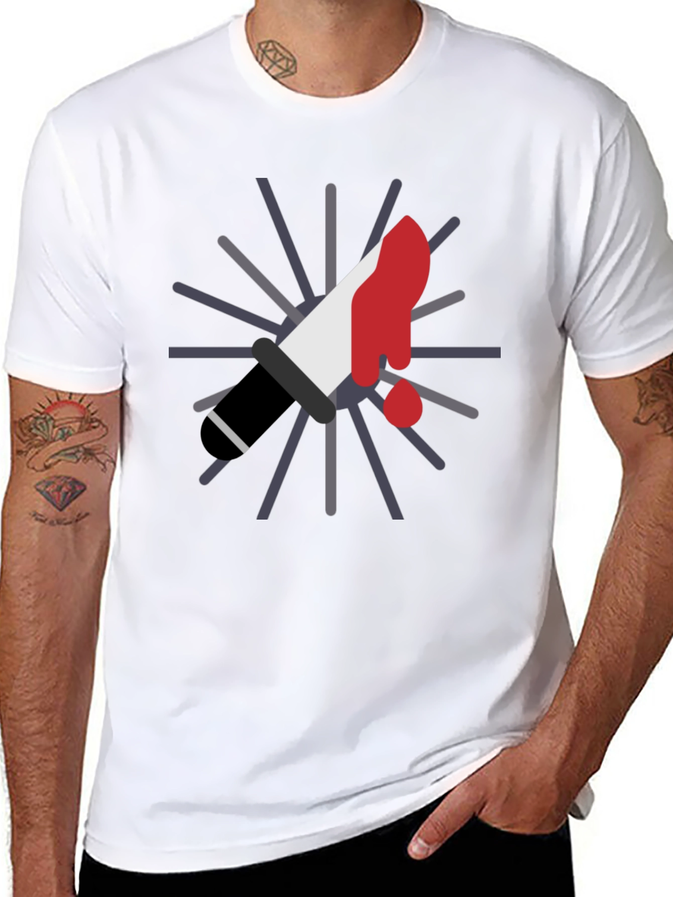 Black Bloody Knife Graphic Tee - Black Cotton T-Shirt view 8