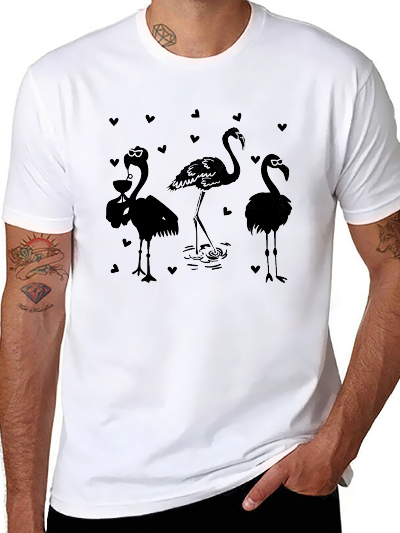 Black Flamingo Lover's Black T-Shirt view 8