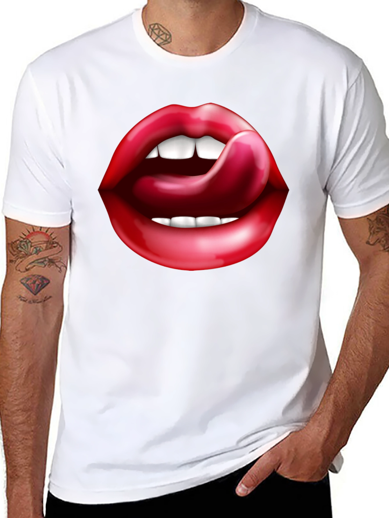 Black Lips Tongue Graphic Tee - Black view 8