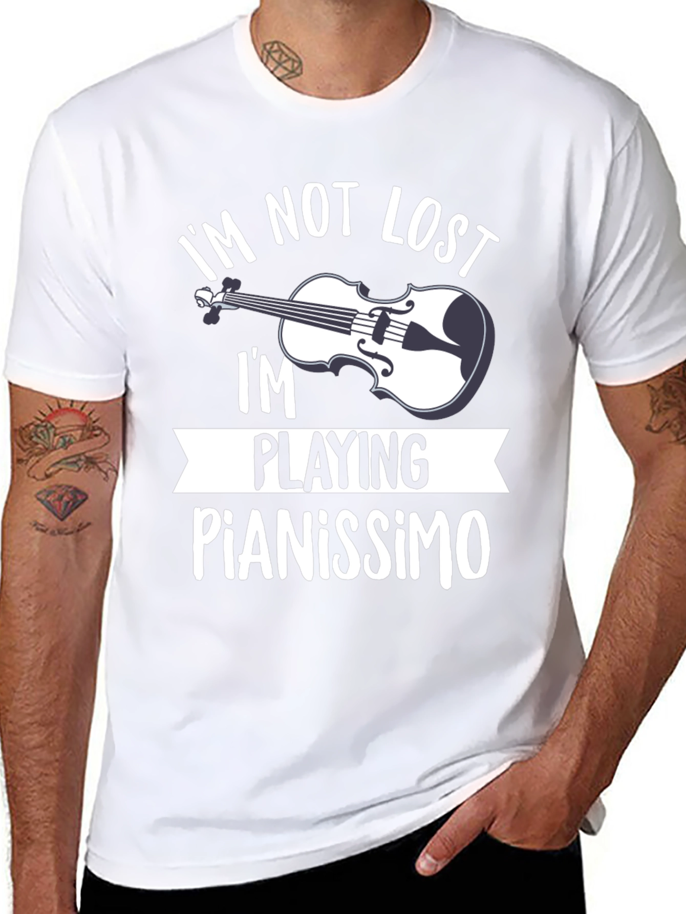 Black I'm Not Lost I'm Playing Pianissimo T-Shirt view 8
