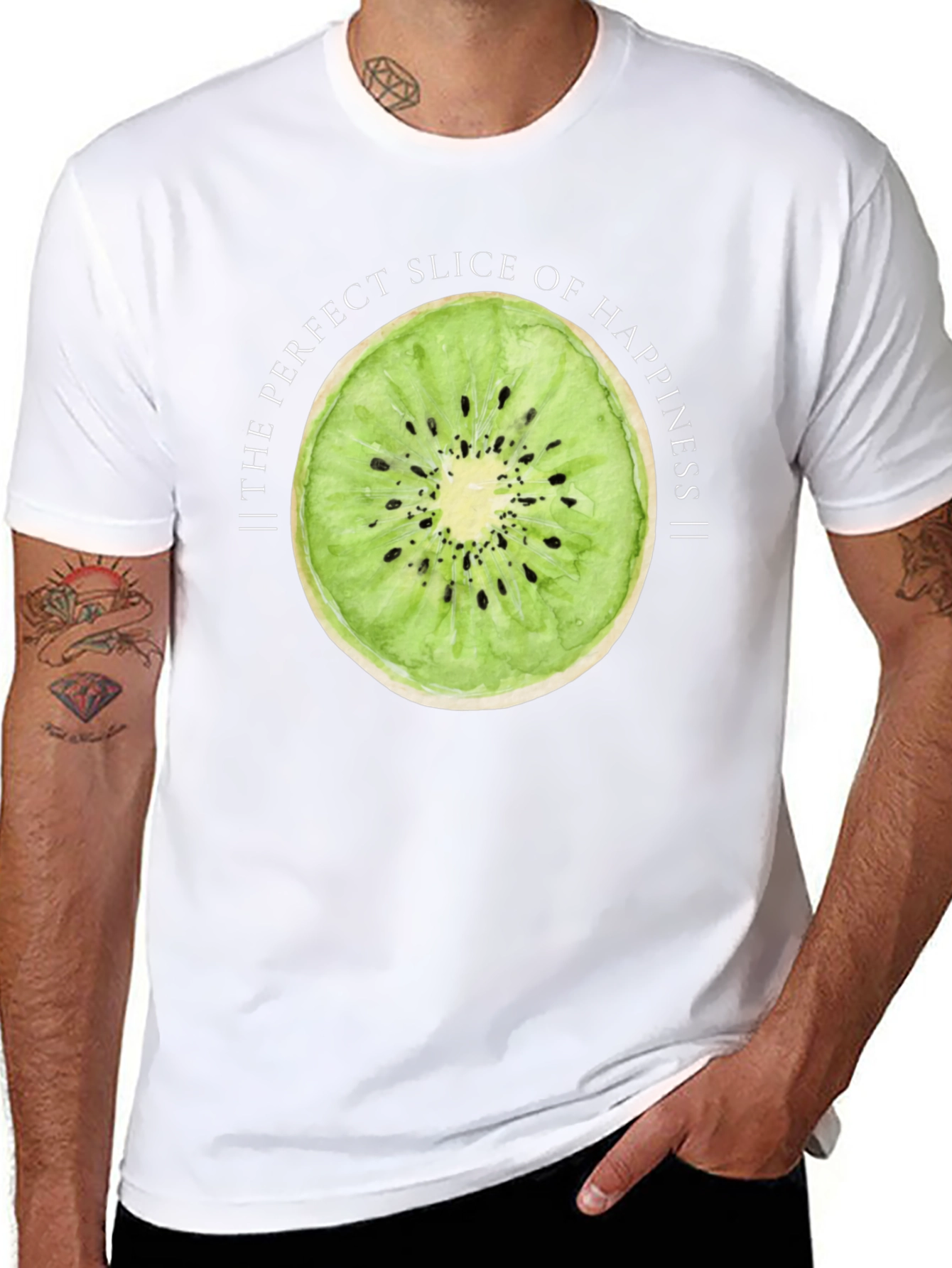 Black Kiwi Slice Happiness Graphic T-Shirt view 8