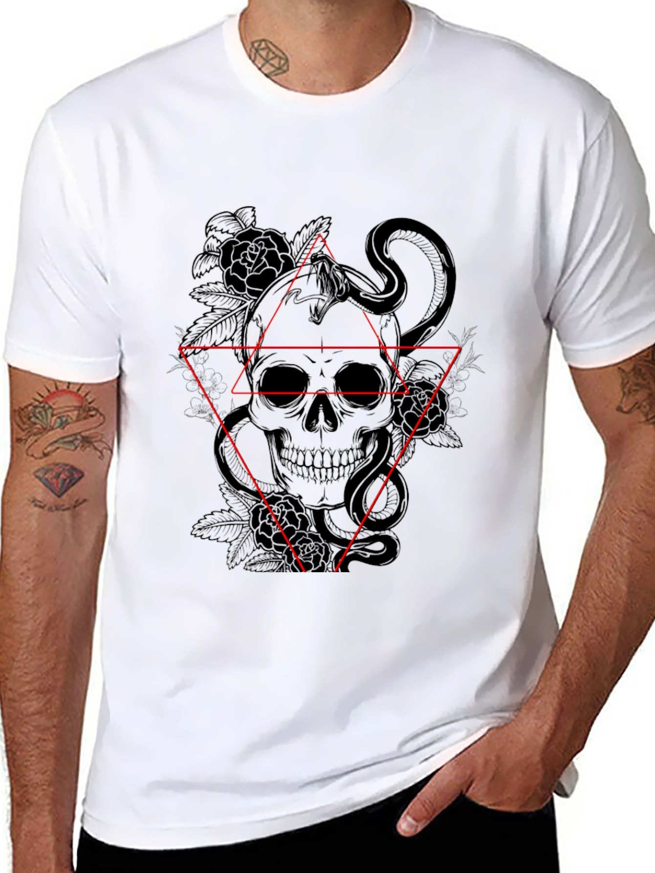 Black Skull & Snake Graphic Tee - Edgy Style view 8