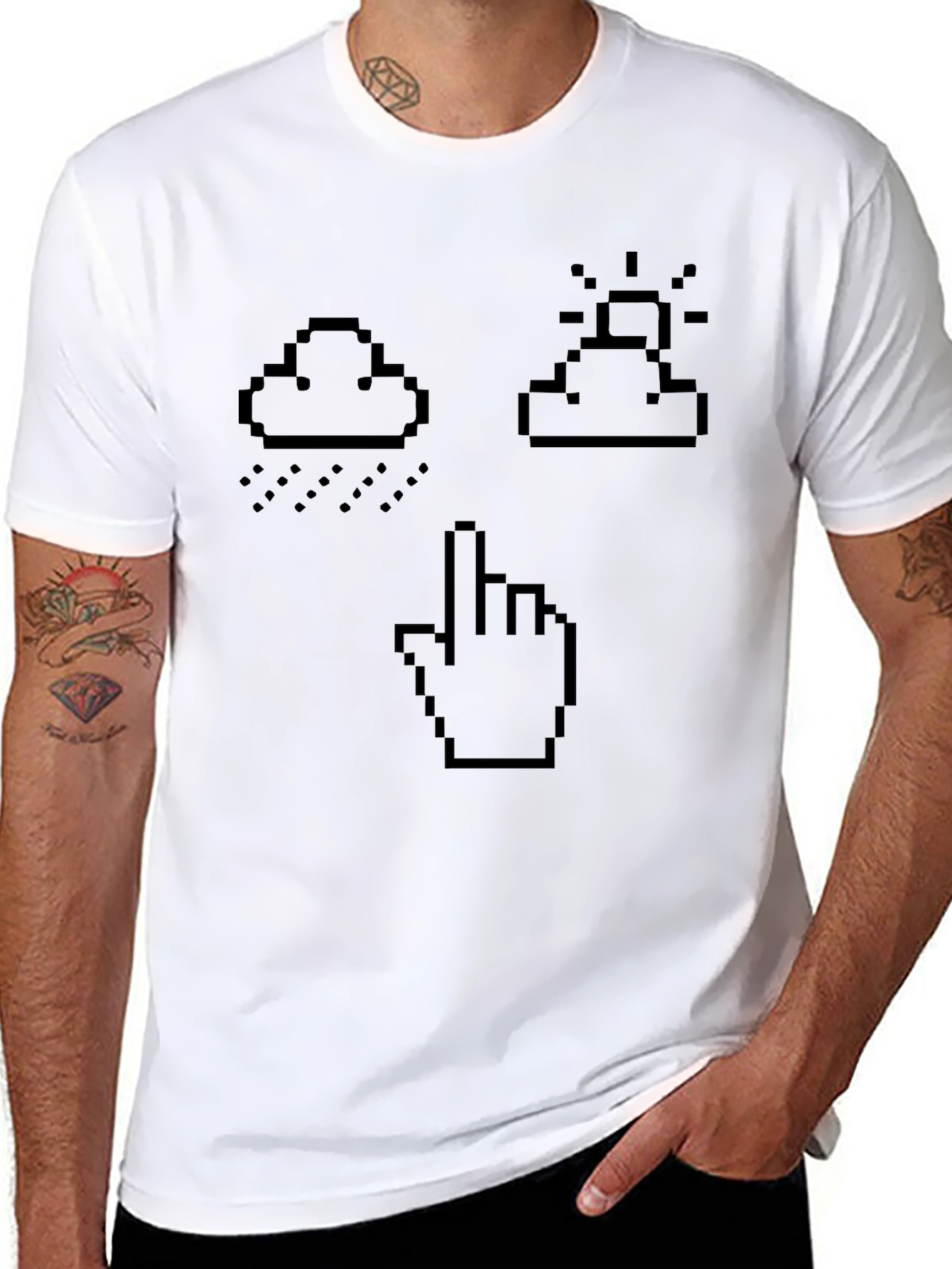 Black Pixel Weather Graphic Black T-Shirt view 8