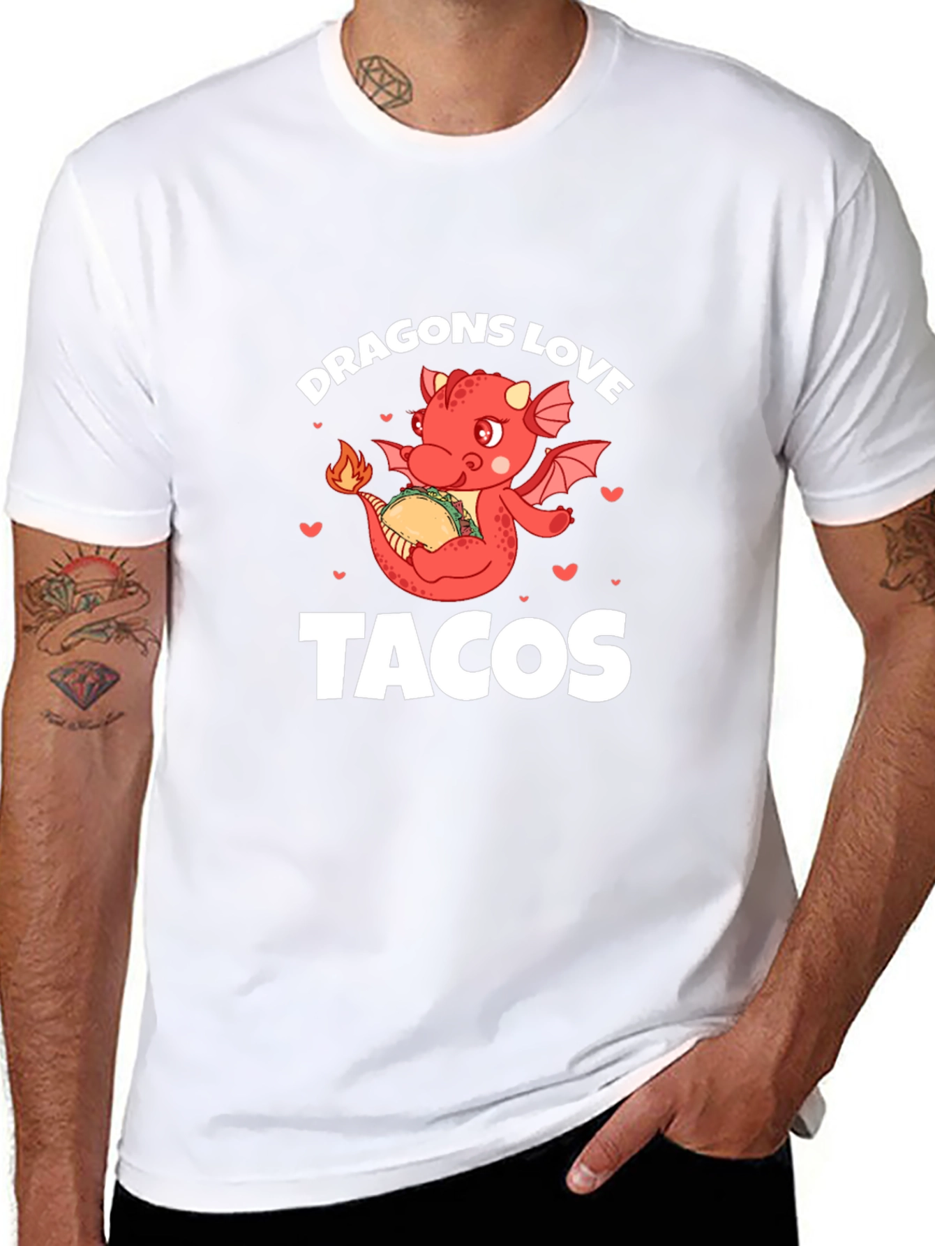 Black Dragons Love Tacos Black Graphic Tee view 8