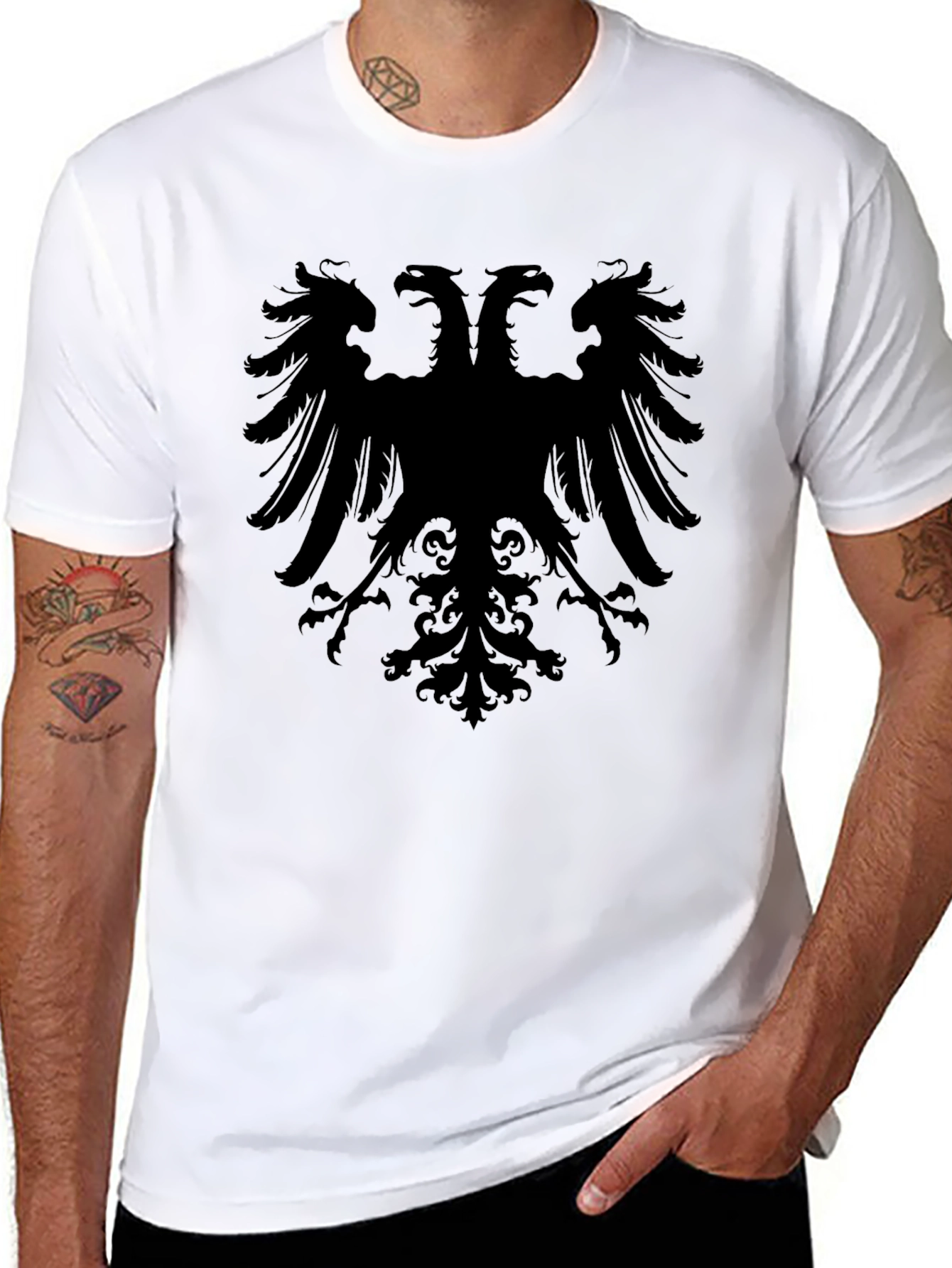 Black Double-Headed Eagle Graphic Tee - Black view 8
