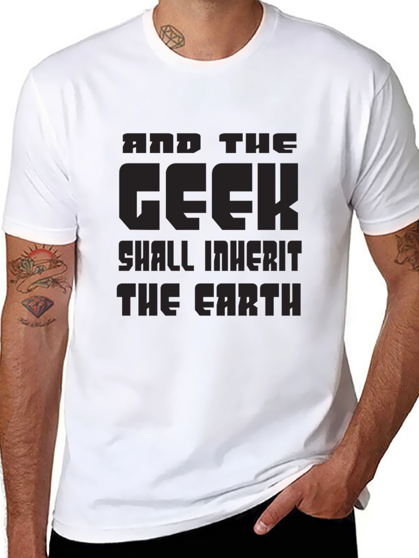 Black Geek Inherit Earth Black T-Shirt - Funny Graphic Tee view 8