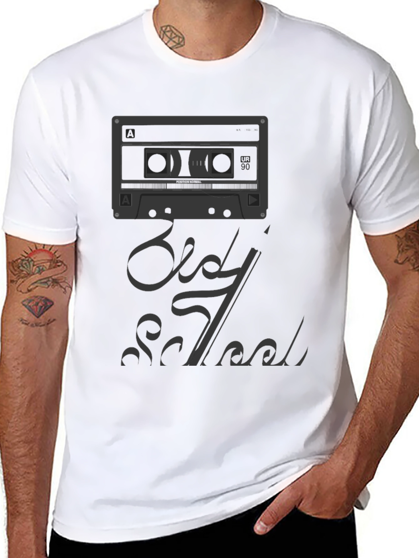 Black Old School Cassette Tape T-Shirt view 8