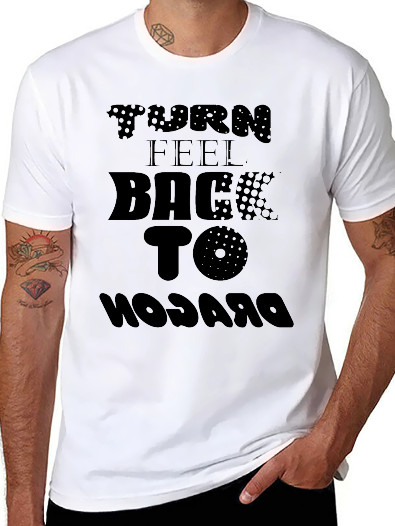 Black Turn Feel Back to Dragon Graphic Tee view 8