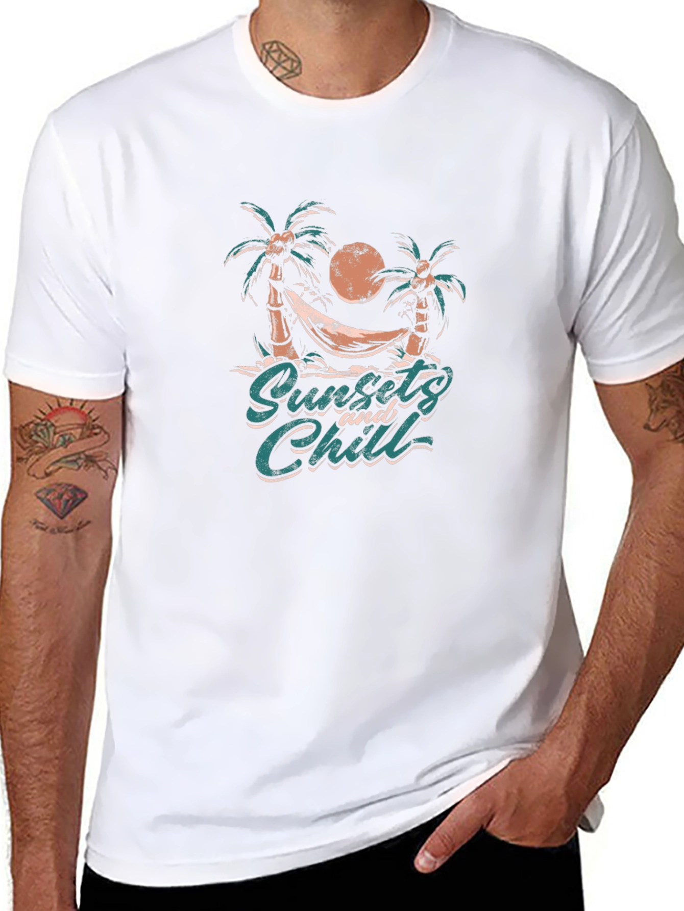 Black Sunset & Chill Graphic Tee - Beach Vibes view 8