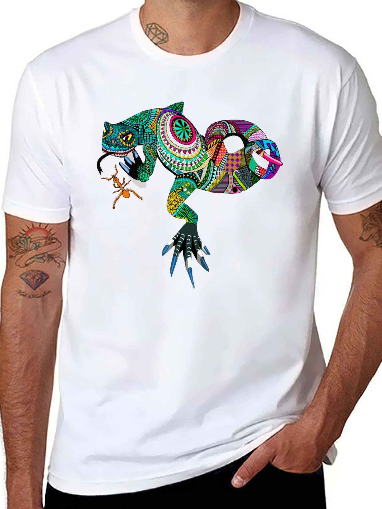 Black Lizard Graphic Tee - Unique Patterned Reptile Design view 8