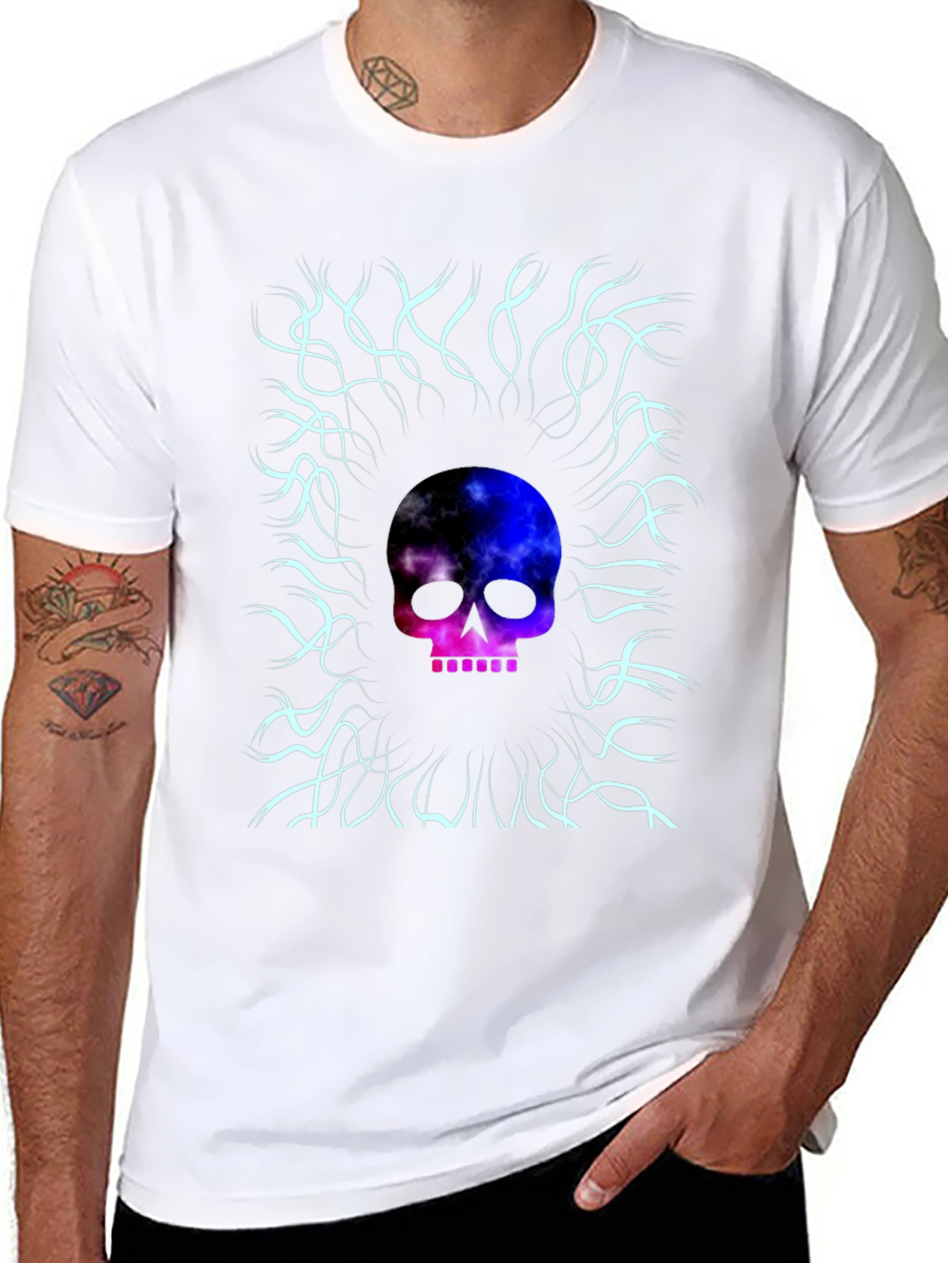 Black Cosmic Skull Graphic Tee - Unique Design view 8