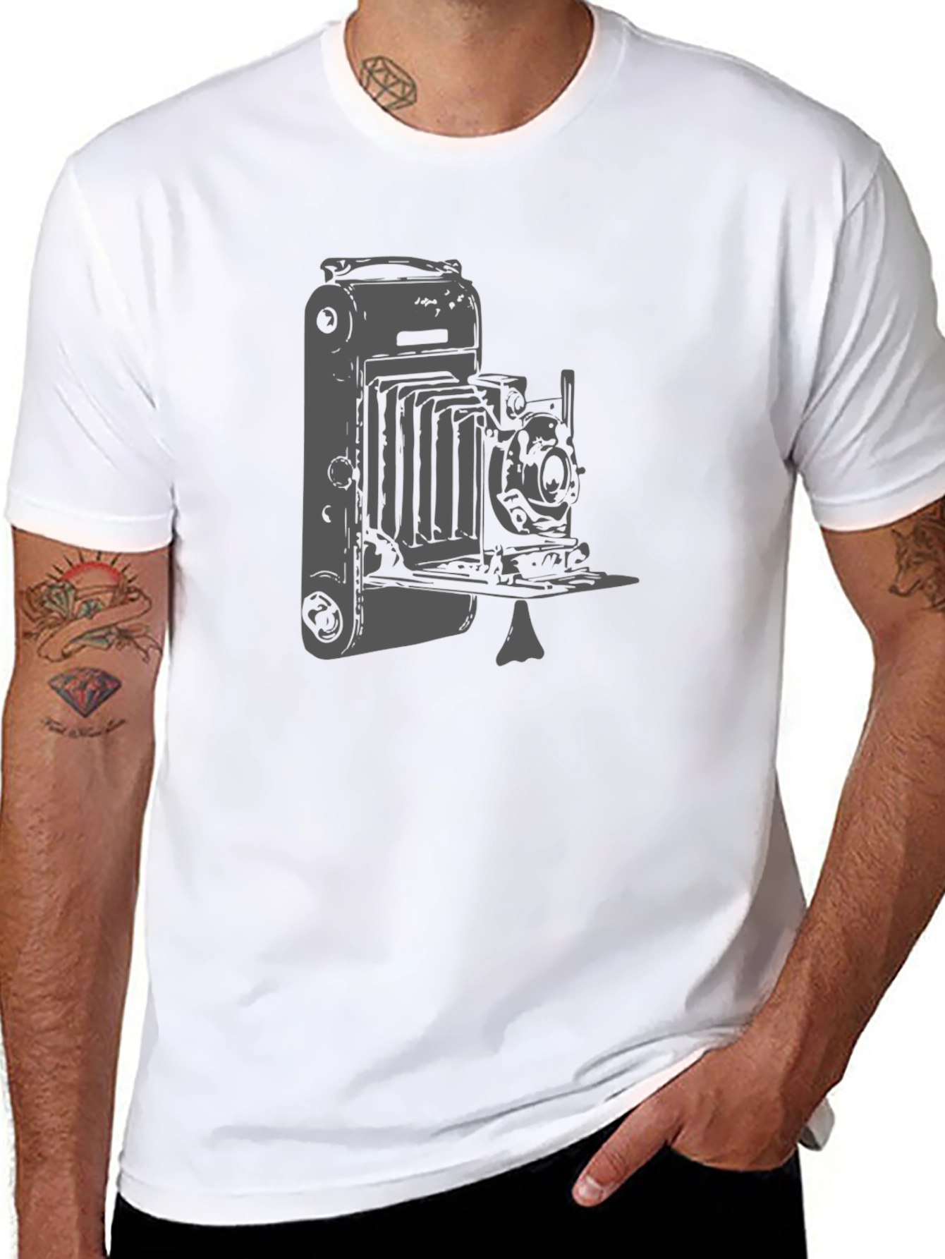 Black Vintage Camera Graphic Tee - Classic Style! view 8